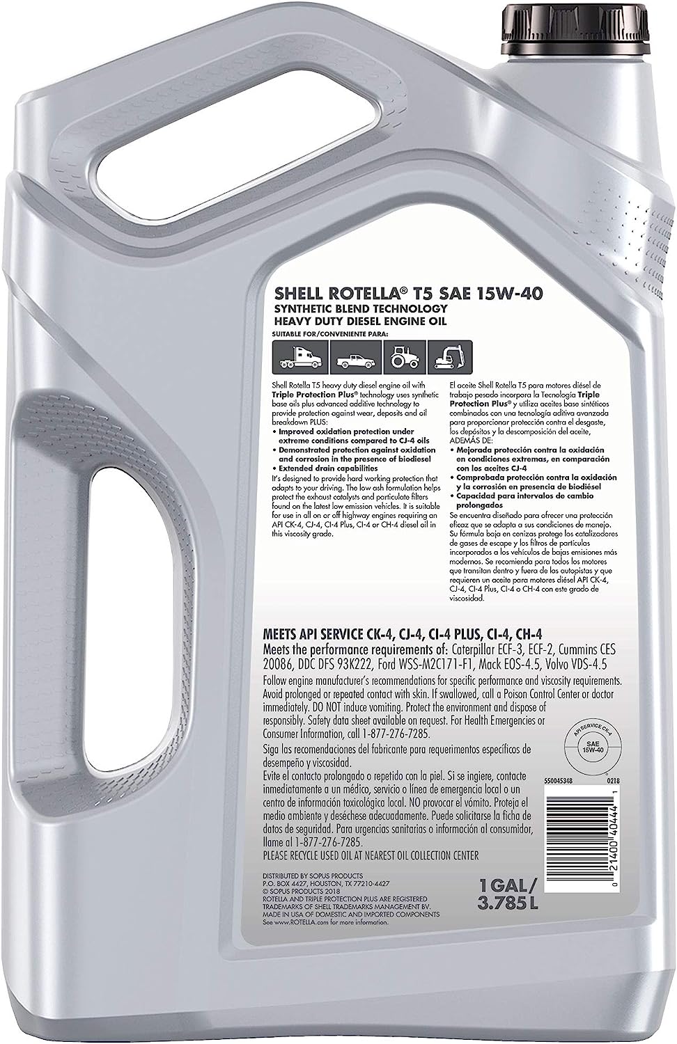 Shell Rotella T5 Synthetic Blend 10W-30 Diesel Engine Oil (1-Gallon. Case of 3)