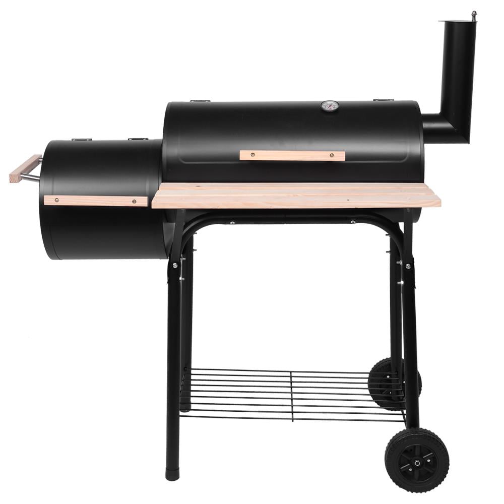 Zimtown BBQ Charcoal Grill Outdoor Barbecue Pit with Offset Smoker Patio Backyard Black
