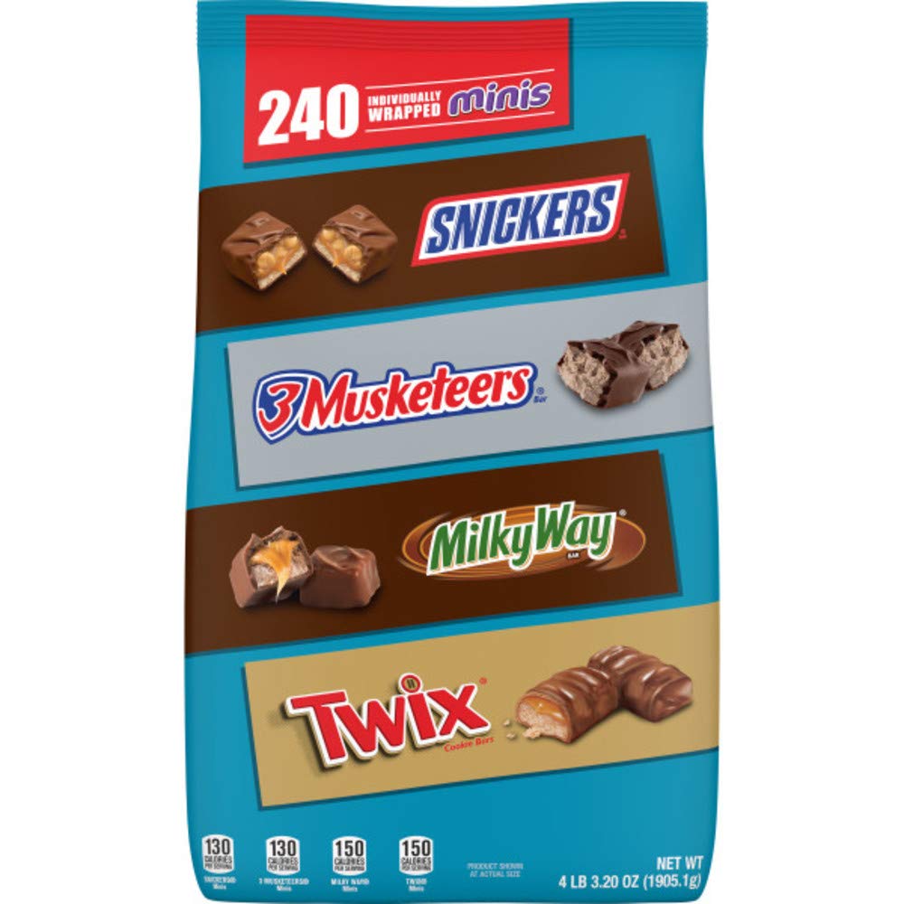 SNICKERS. TWIX. 3 MUSKETEERS & MILKY WAY Minis Size Chocolate Candy Variety Mix