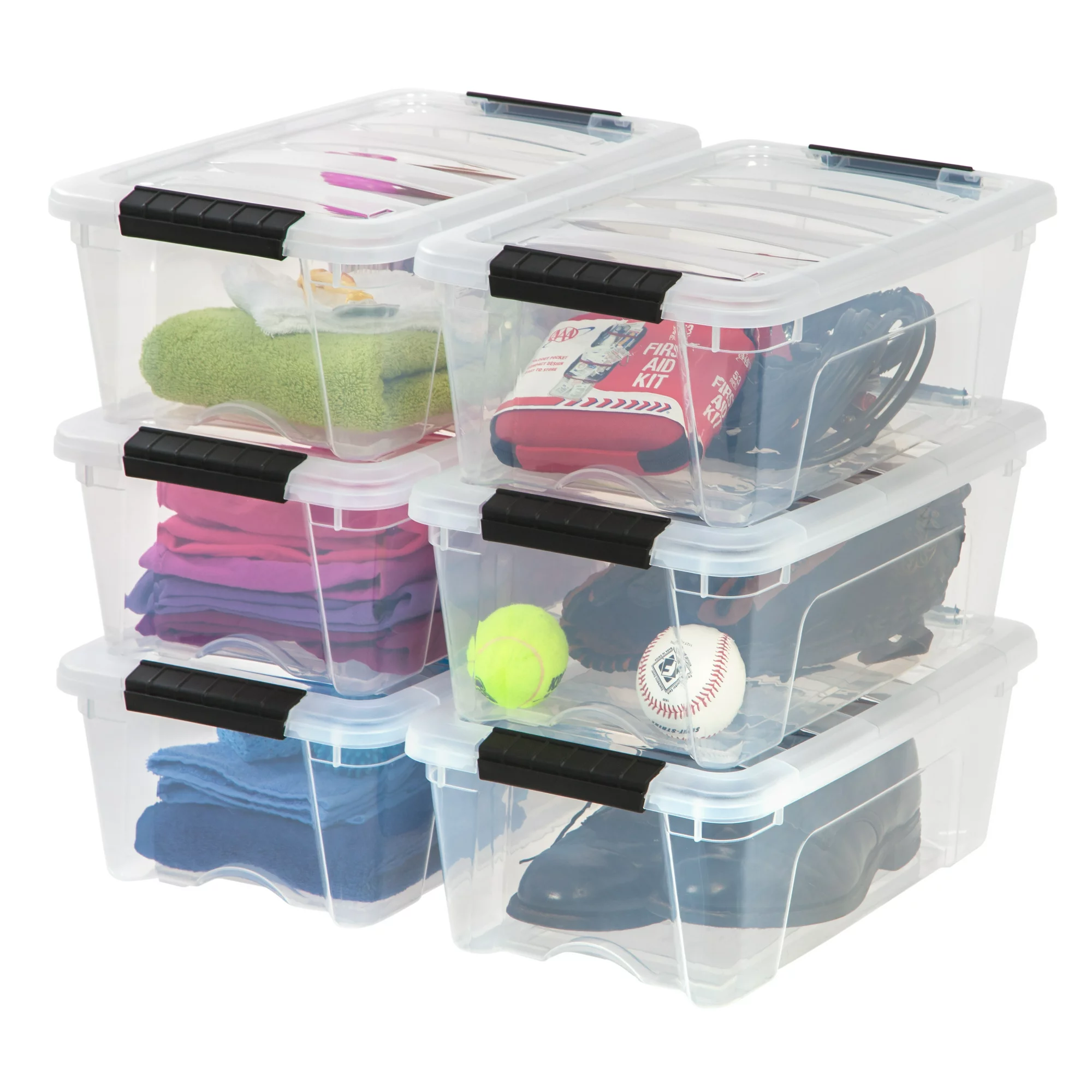 IRIS USA 12 Qt Clear Plastic Storage Box with Latches. 6 Pack