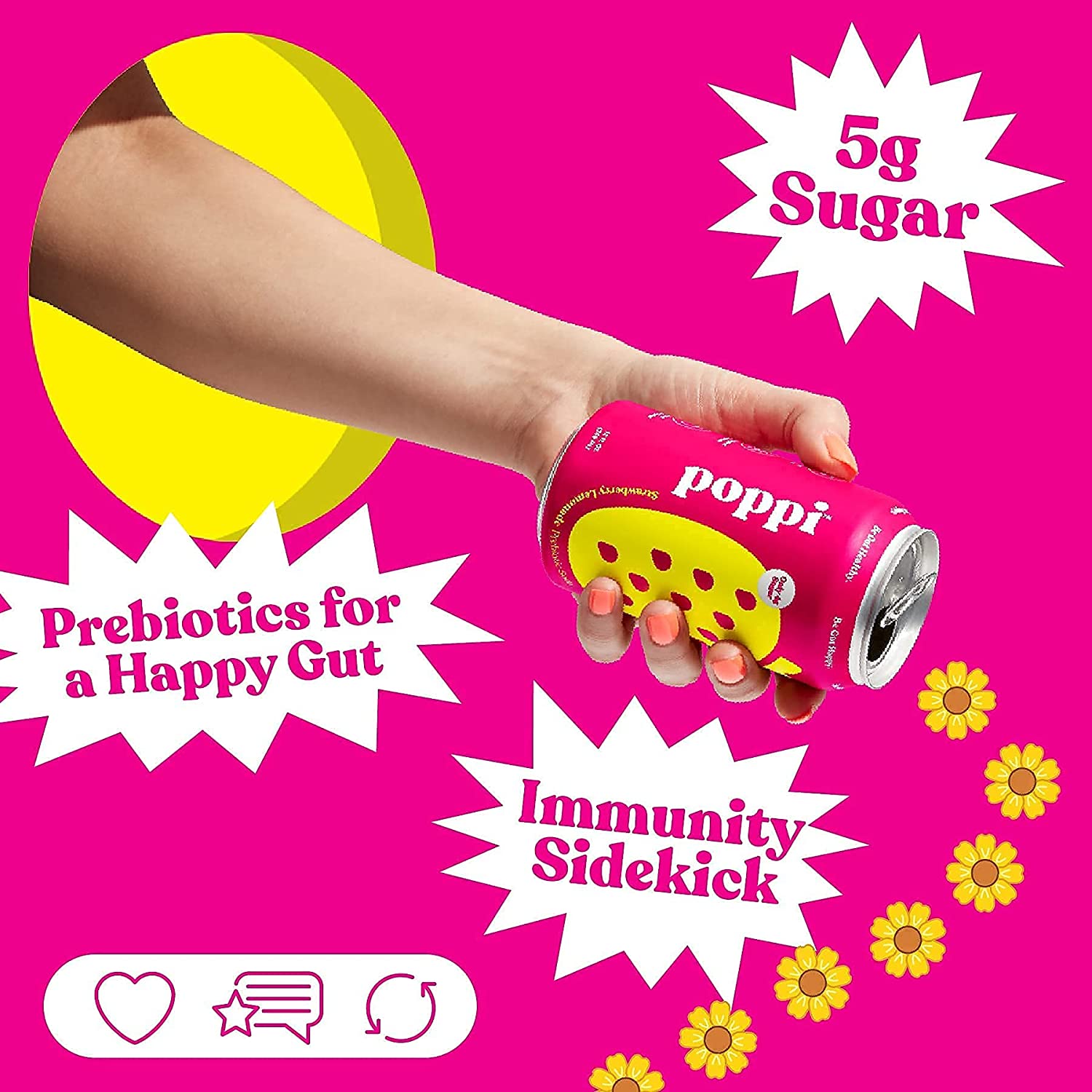 POPPI Sparkling Prebiotic Soda. Seltzer Water & Juice. Beach Party. (12 Pack)