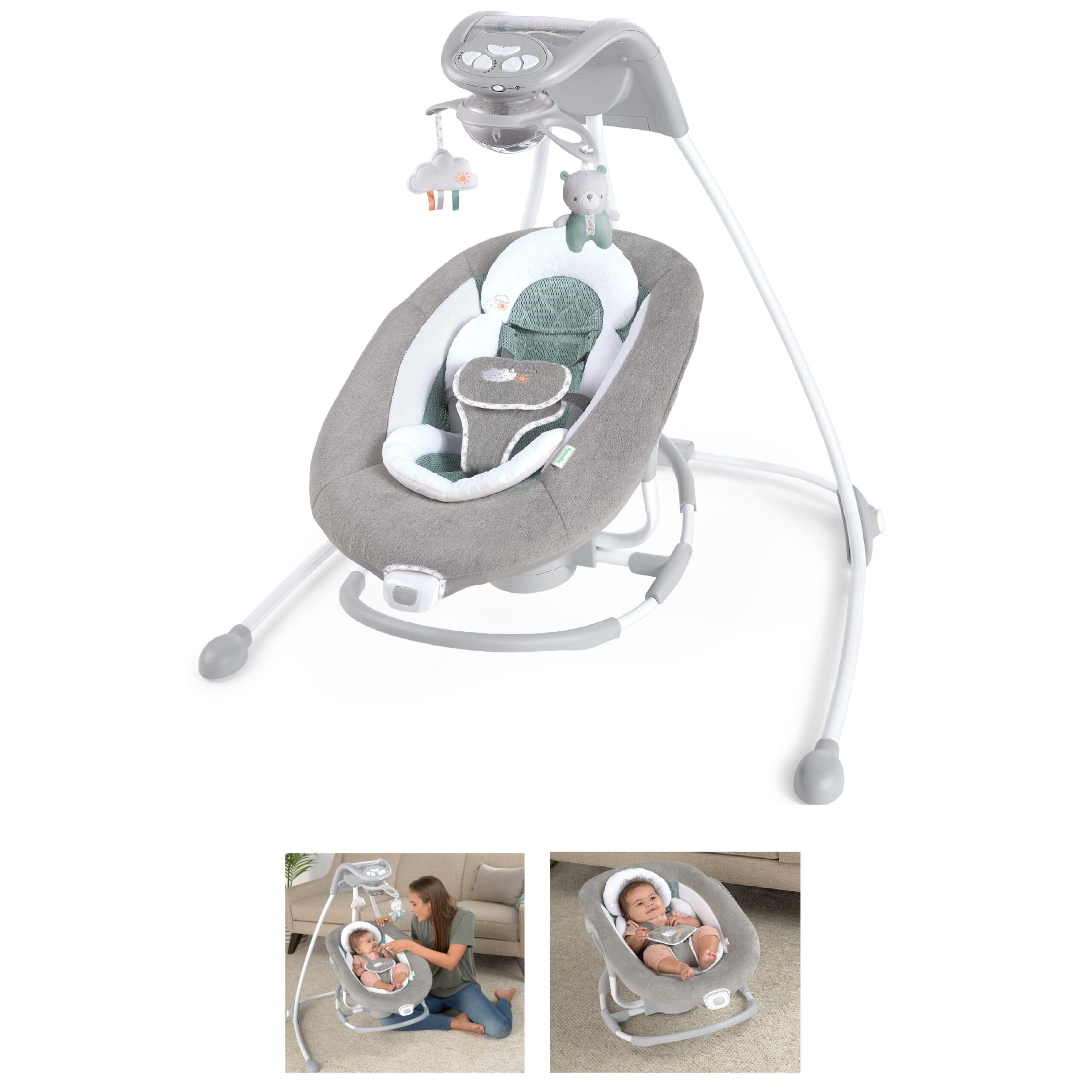 Ingenuity InLighten 2-in-1 Baby Swing & Rocker Cool Mesh. Vibrations & Lights - Pemberton (Unisex)