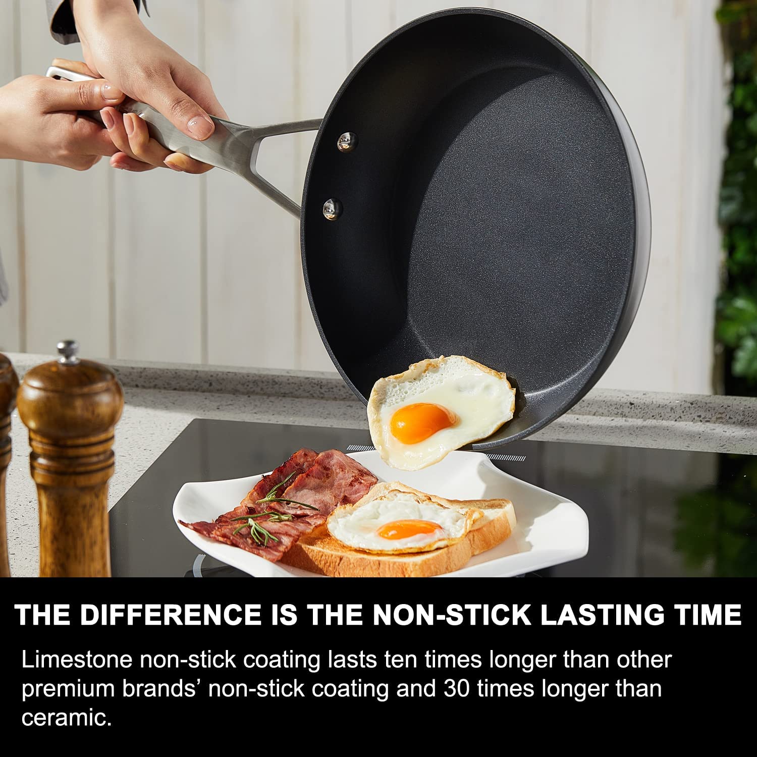 MSMK 7 inch Small Egg Nonstick Frying Pan with Lid. Eggs Omelette Burnt also Non stick. Scratch-resistant. Induction Skillet. Oven Safe to 700°F Pan for Cooking. Dishwasher Safe