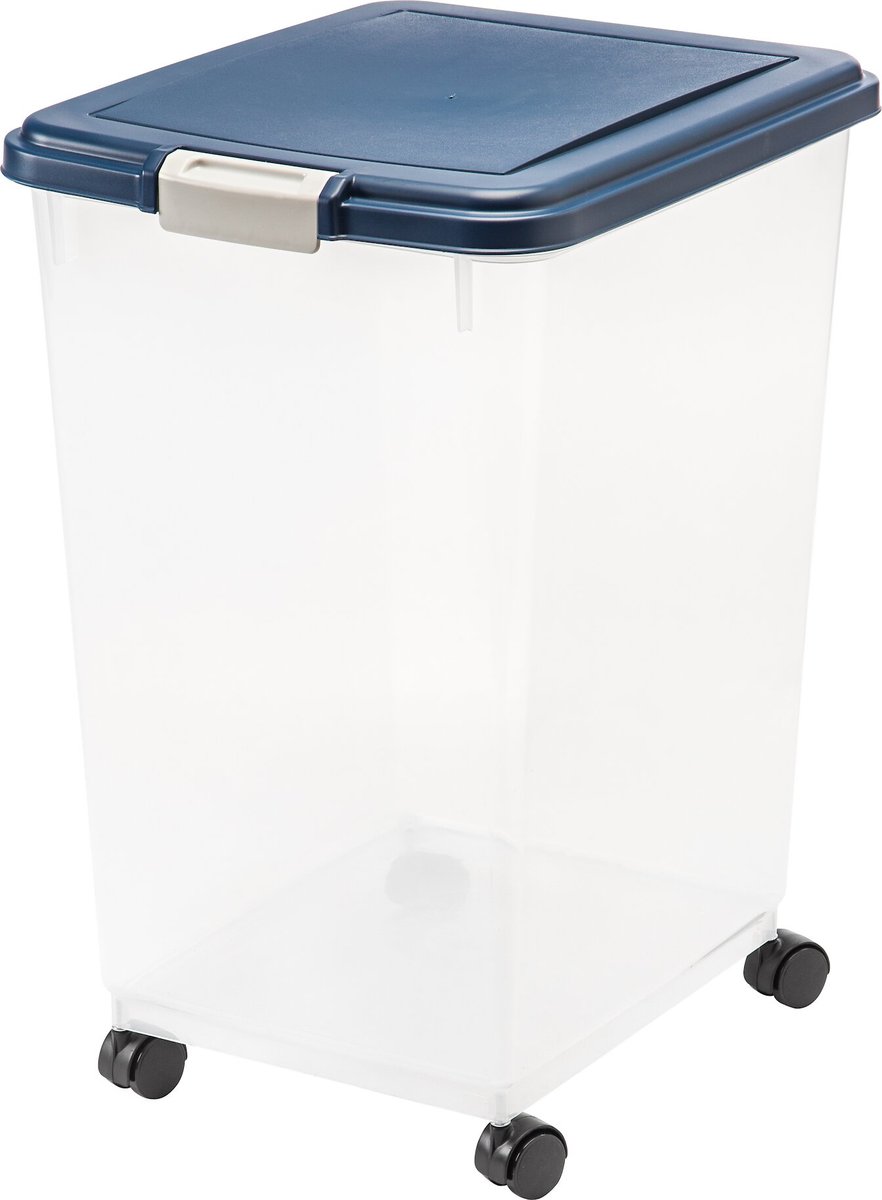 IRIS USA Airtight Container for Dog. Cat. Bird. and Other Pet Food Storage Bin. 69 QT. 55 pounds. Navy