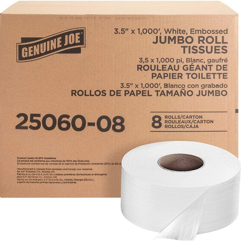 Genuine Joe 2-Ply Embossed Jumbo Roll Bathroom Tissue