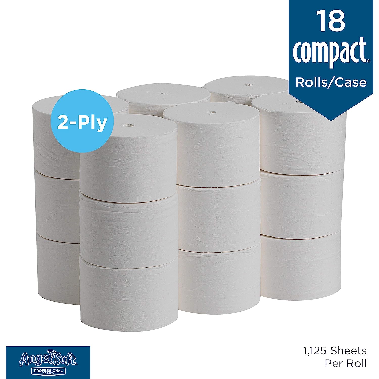 Georgia-Pacific-19372 Compact Coreless 2-Ply Recycled Toilet Paper by GP PRO (Georgia-Pacific) White 1. 125 Sheets Per Roll. 18 Rolls Per Case
