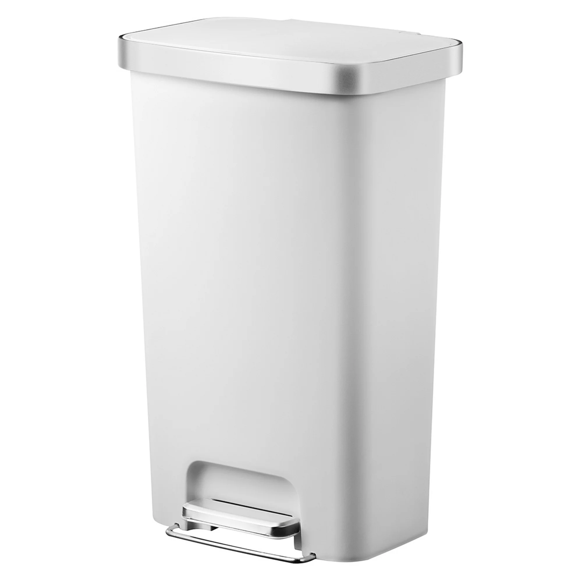 Better Homes & Gardens 11.9 Gallon Trash Can. Plastic Step On Kitchen Trash Can. White