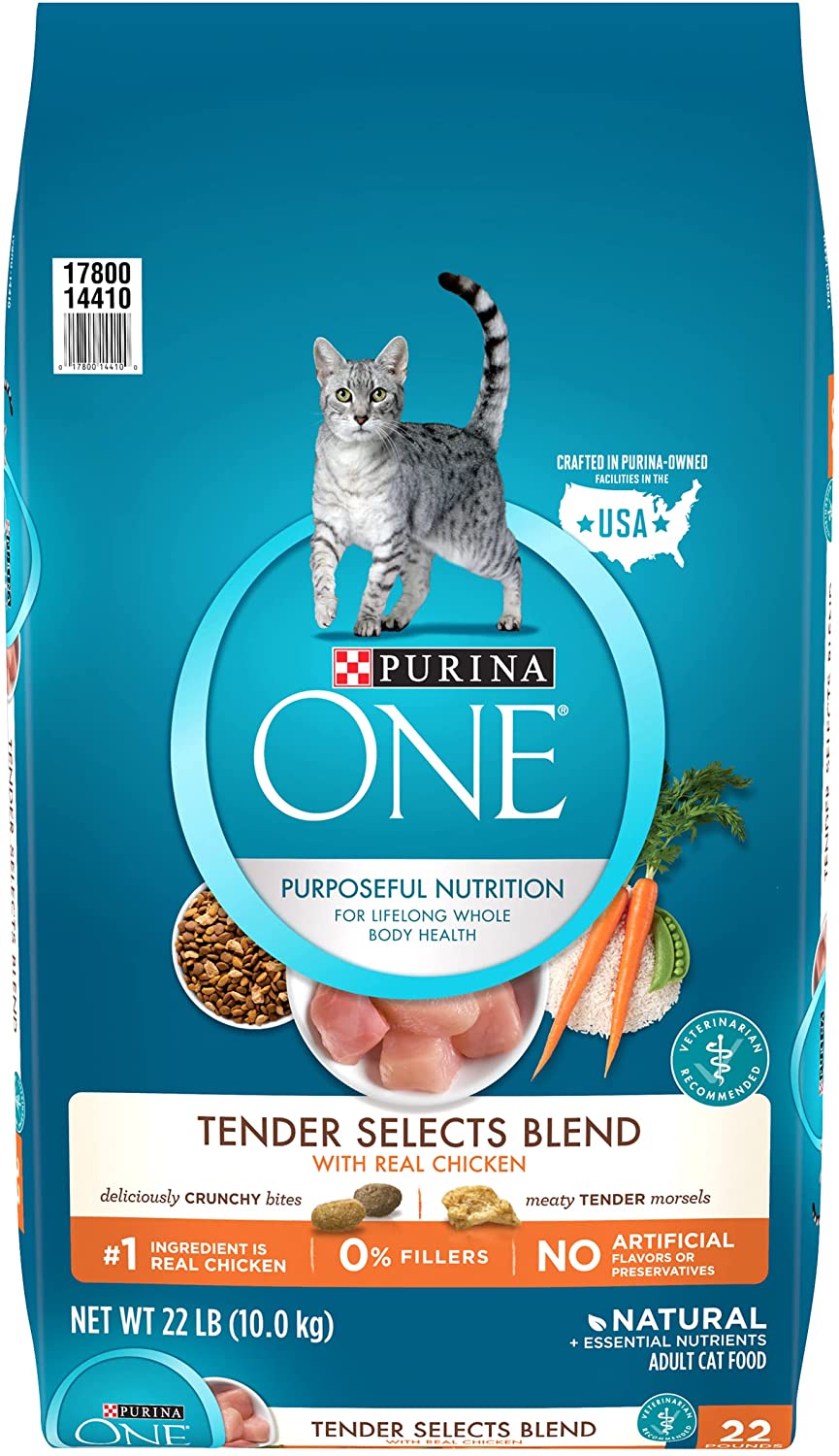 Purina ONE Tender Selects Blend Adult Dry Cat Food. Chicken