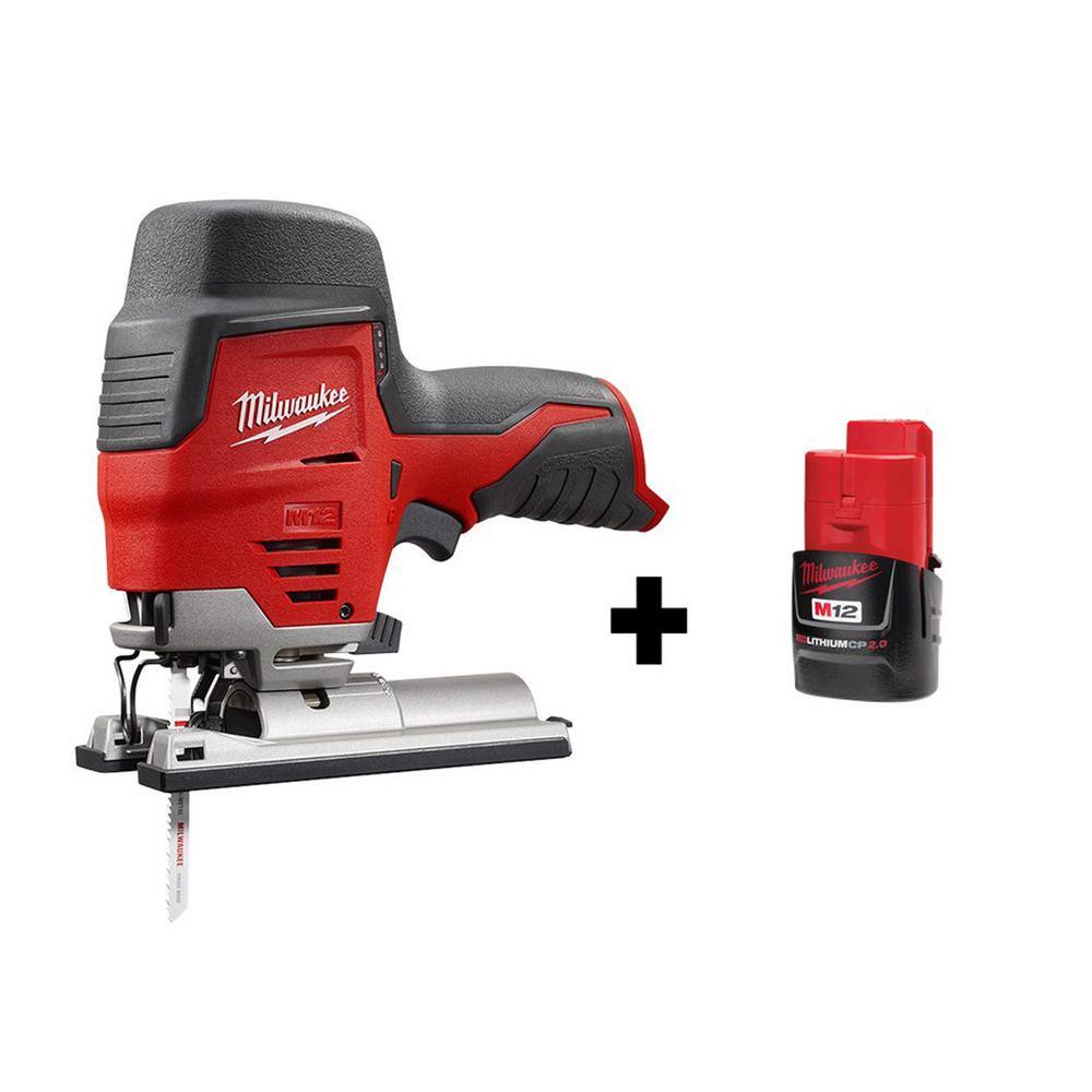 Milwaukee 2445-20-48-11-2420 M12 12V Lithium-Ion Cordless Jig Saw with M12 2.0Ah Battery