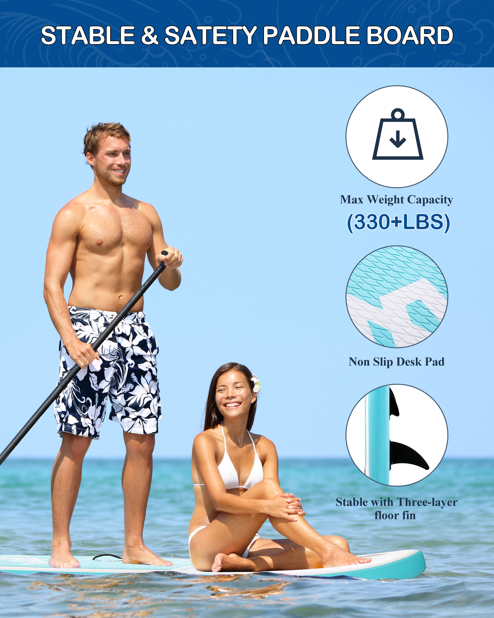 MaxKare Inflatable Stand Up Paddle Board SUP Inflatable Paddle Board with Paddleboard Accessories Triple Action Pump