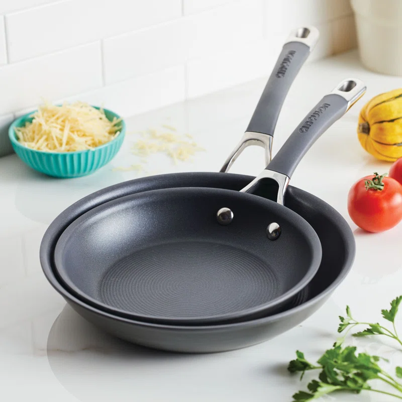 Circulon 83905 Radiance Hard Anodized Nonstick Frying Pan Set / Fry Pan Set / Hard Anodized Skillet Set - 8.5 Inch and 10 Inch. Gray