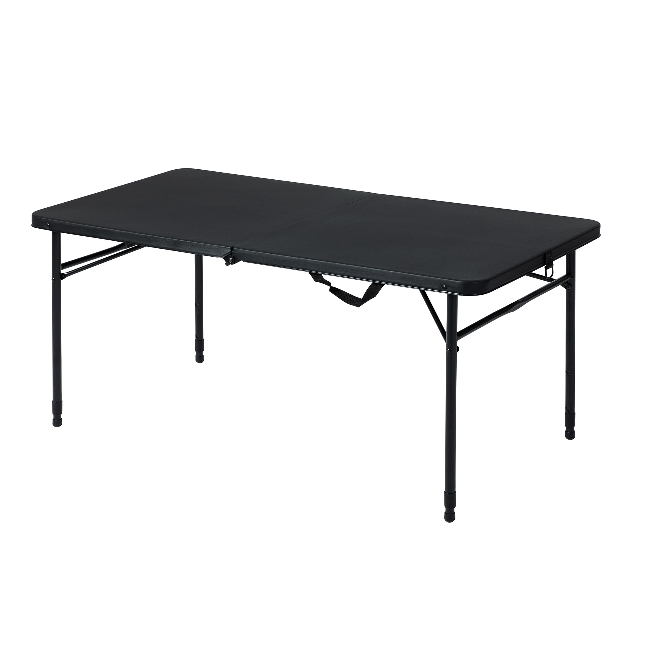 Mainstays 4 Foot Fold-In-Half Adjustable Table. Rich Black