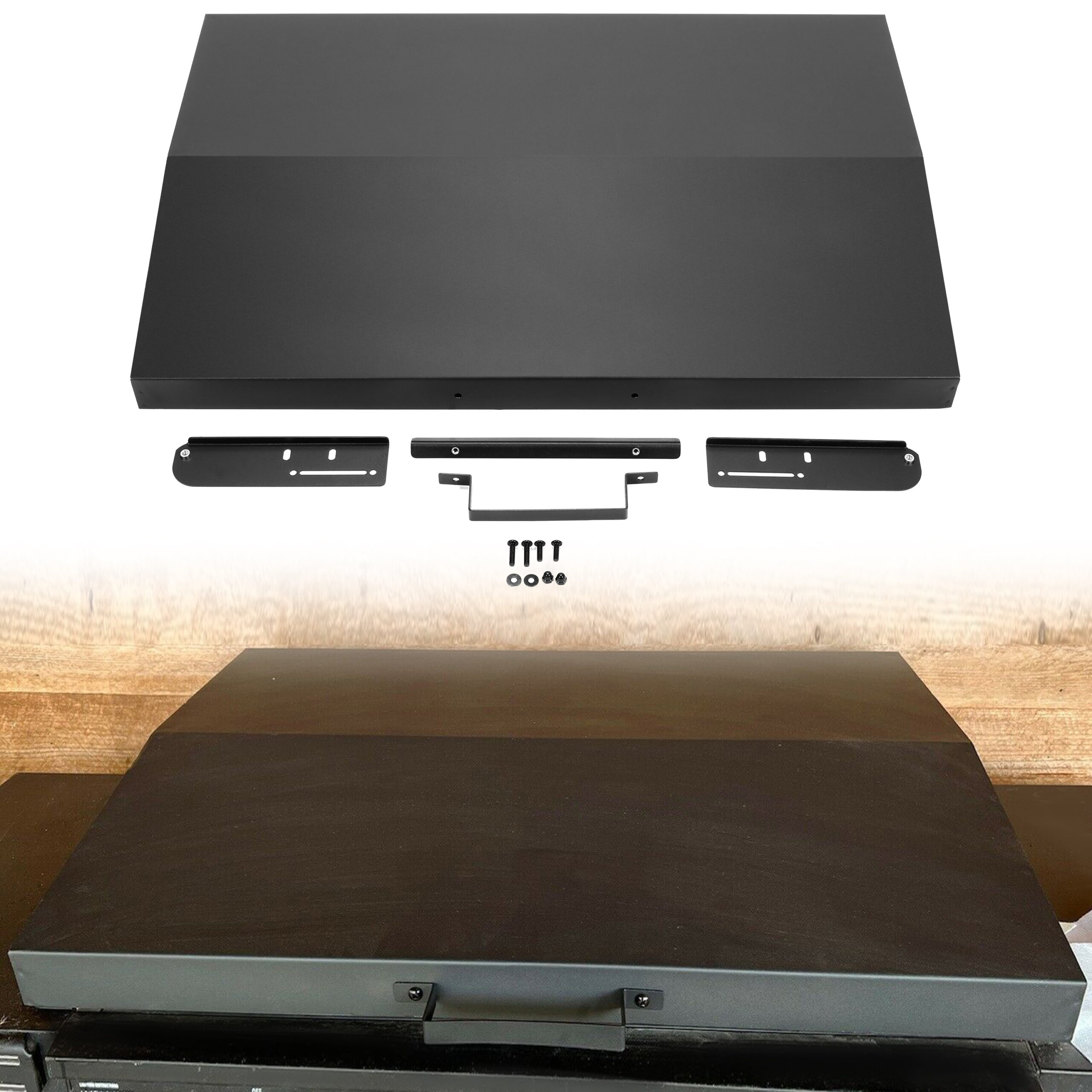 HECASA 36″ Hinged Griddle Lid Hard Cover Flat Top for 36 inch Blackstone Camp Chef Griddle with Rear Grease Collection Powder Coated