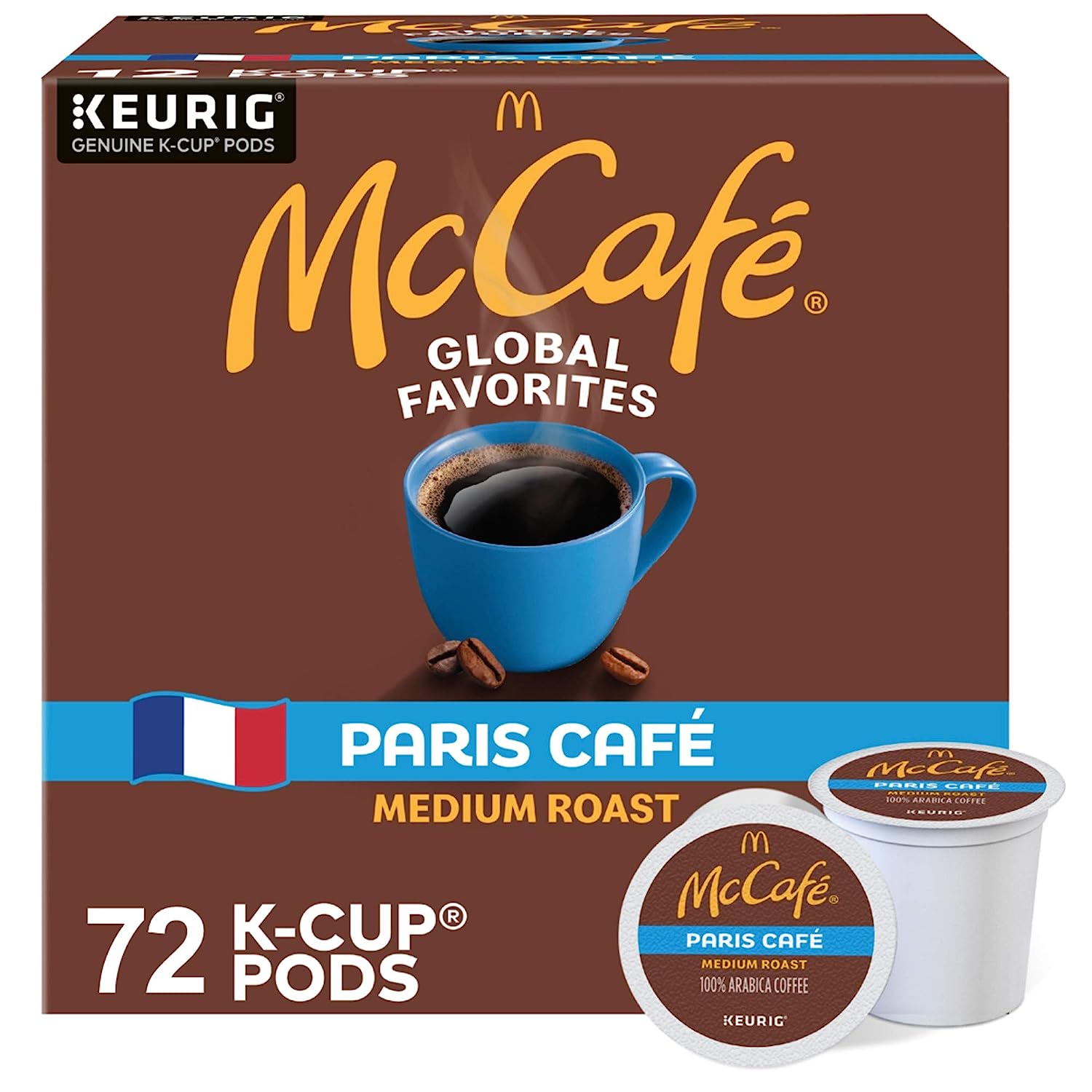 McCafe Paris Café. Single Serve Coffee Keurig K-Cup Pods. Medium Roast Coffee. 72 Count