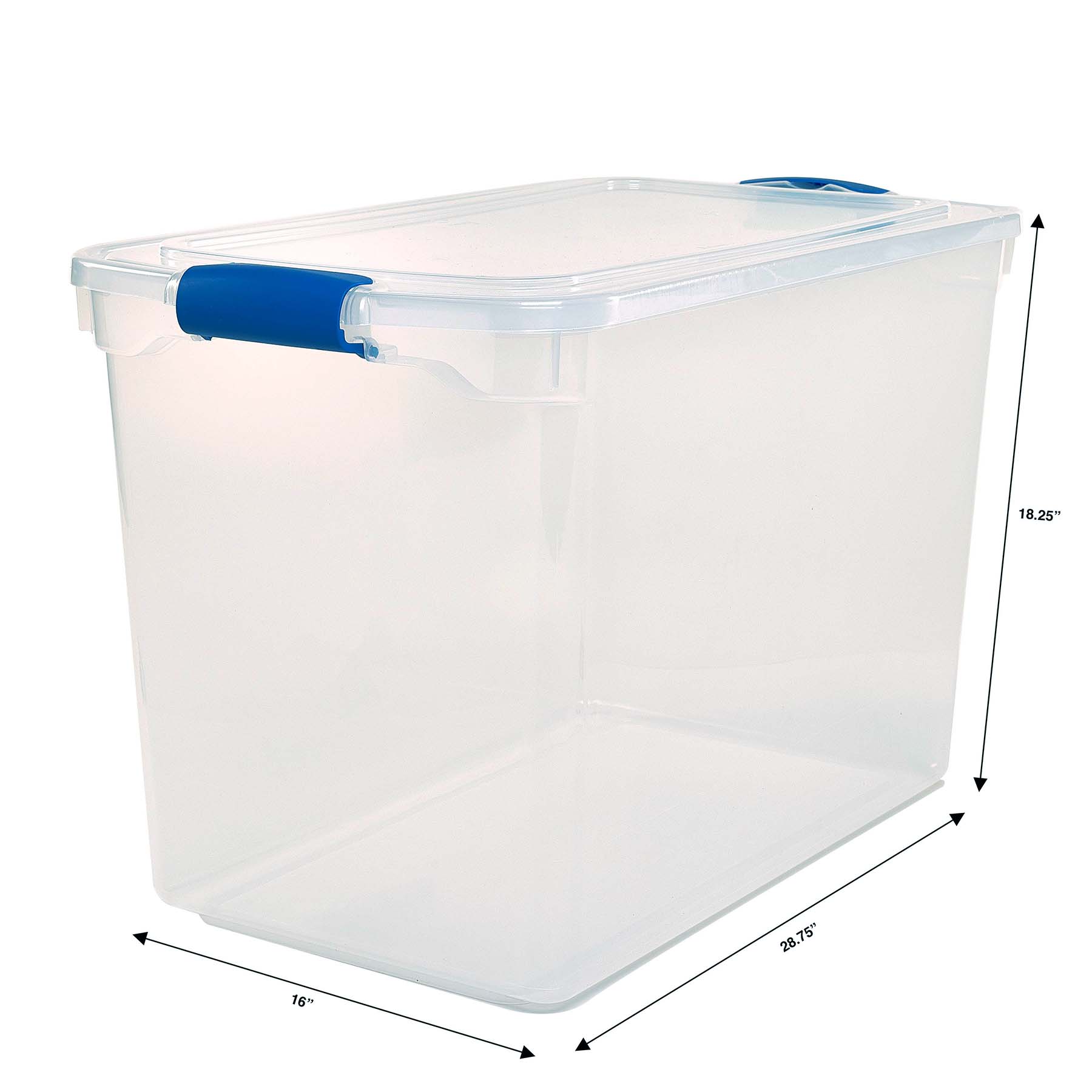 Homz 112 Quart Plastic Storage Latching Container. Clear/Blue. Set of 2
