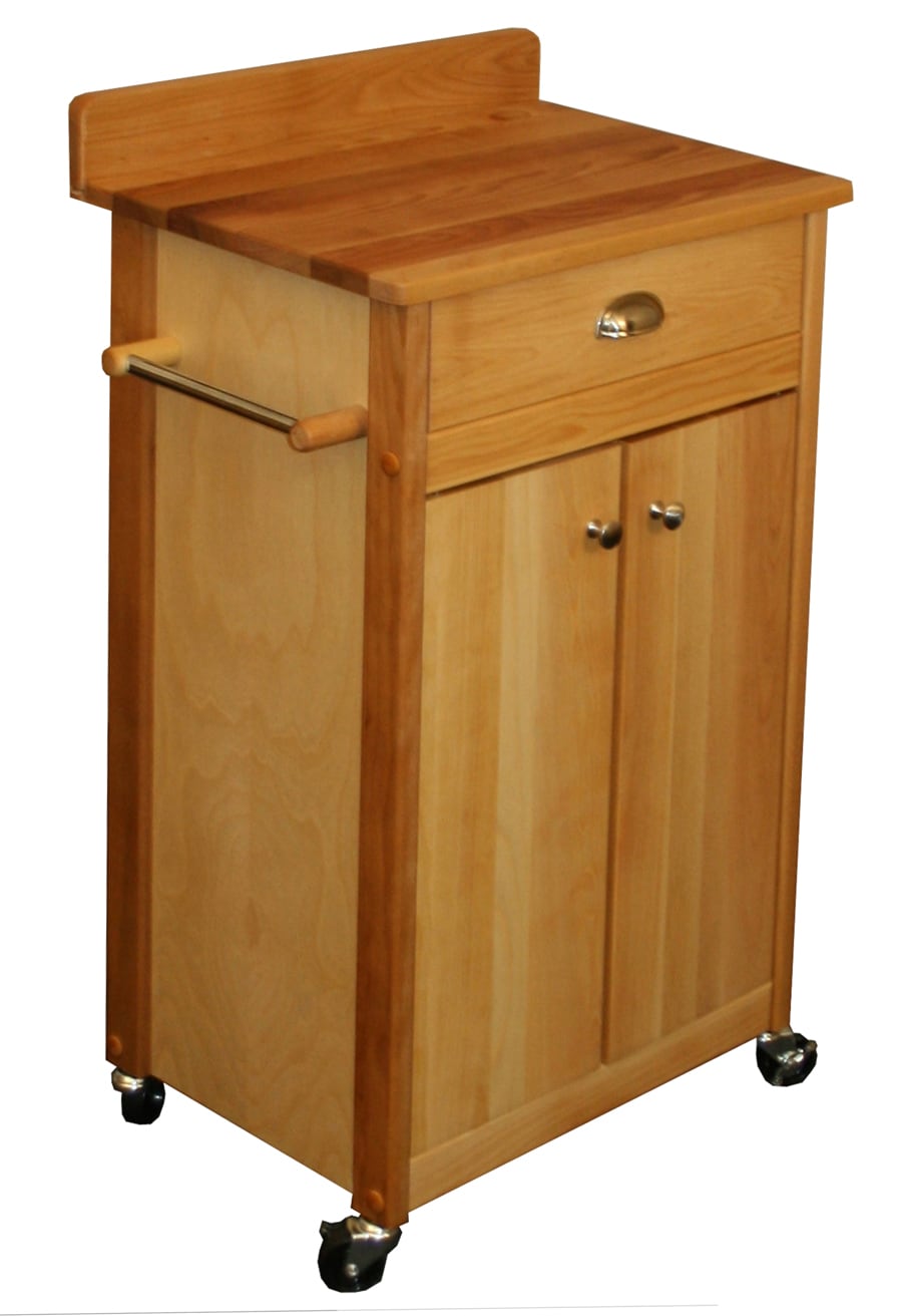 Catskill Craftsmen Brown Wood Base with Birch Butcher Block Top Rolling Kitchen Cart (16-in x 23.5-in x 37-in)