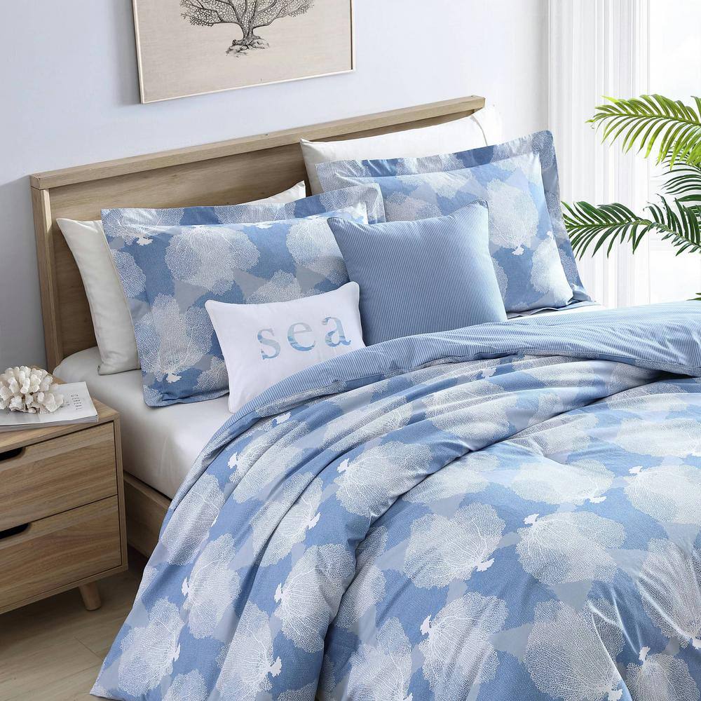 Tommy Bahama  Ohana 5-Piece Blue Botanical Cotton King Bonus Comforter Set