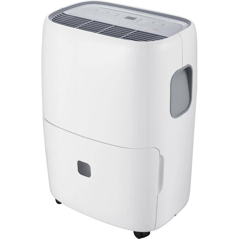 Whirlpool WHAD501CW 50-Pint Portable Dehumidifier with 24-Hour Timer. Auto Shut-Off. Easy-Clean Filter. Auto-Restart and Wheels