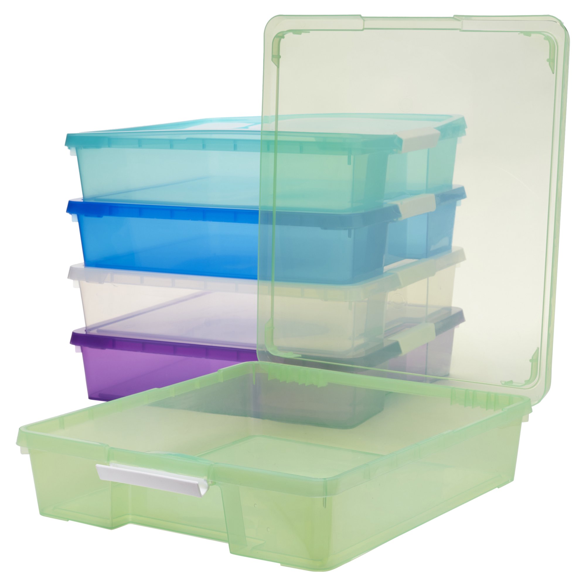 Storex 12×12 Stack & Store Box. Assorted Colors. Case of 5