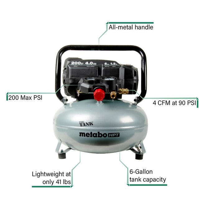 Metabo HPT  The Tank 6-Gallon Single Stage Portable Corded Electric Pancake Air Compressor