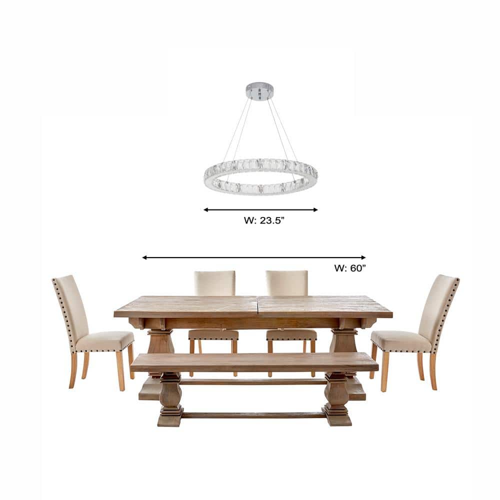 Home Decorators Collection 20748-001 24 in. Chrome Integrated LED Pendant with Clear Crystals