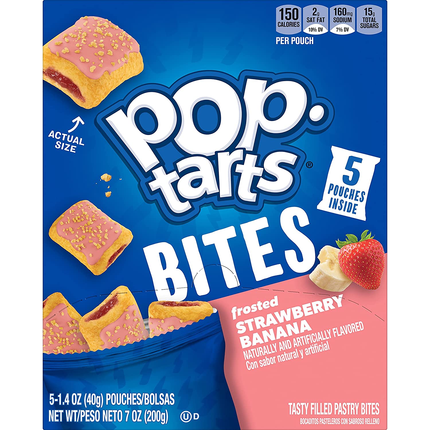 Pop-Tarts Bites. Baked Pastry Bites. Strawberry Banana (25 Pouches)