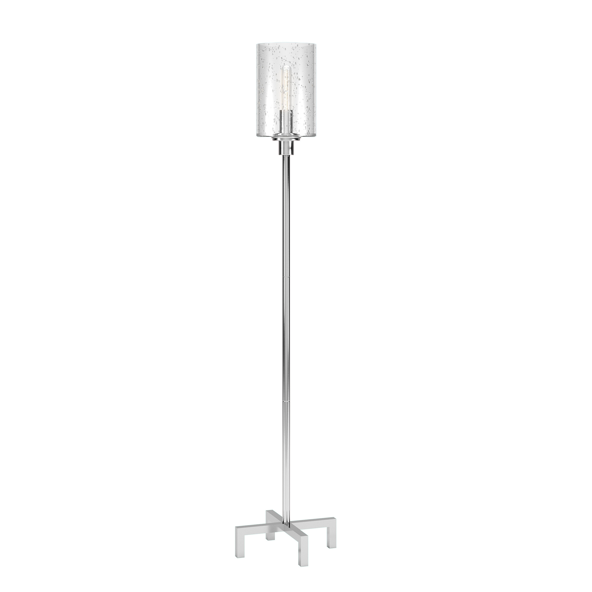 Evelyn&Zoe Panos Modern Farmhouse Seeded Glass Torchiere Floor Lamp. Nickel
