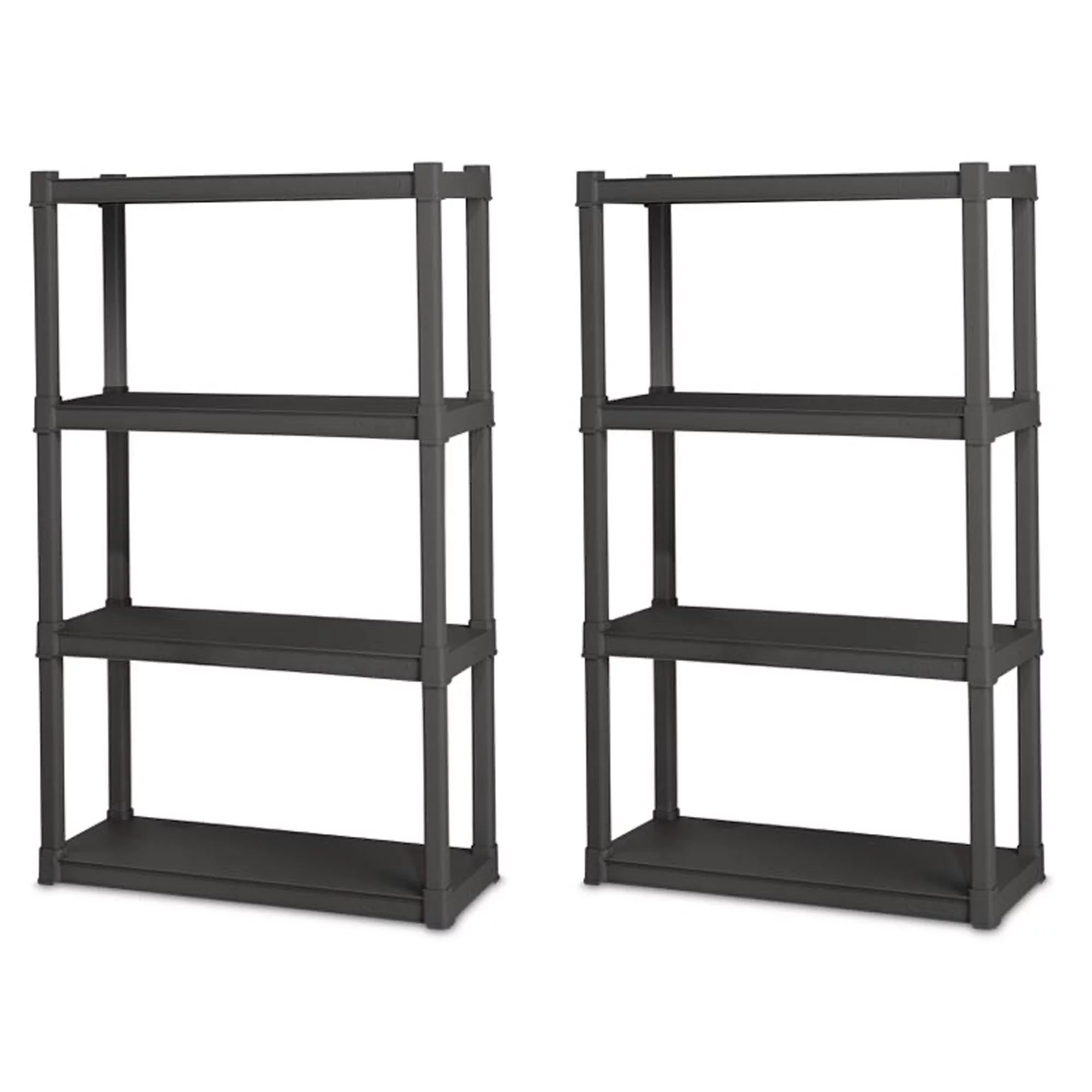 Sterilite Plastic Indoor Outdoor 4 Shelf Durable Shelving Unit. Gray 2 Pack
