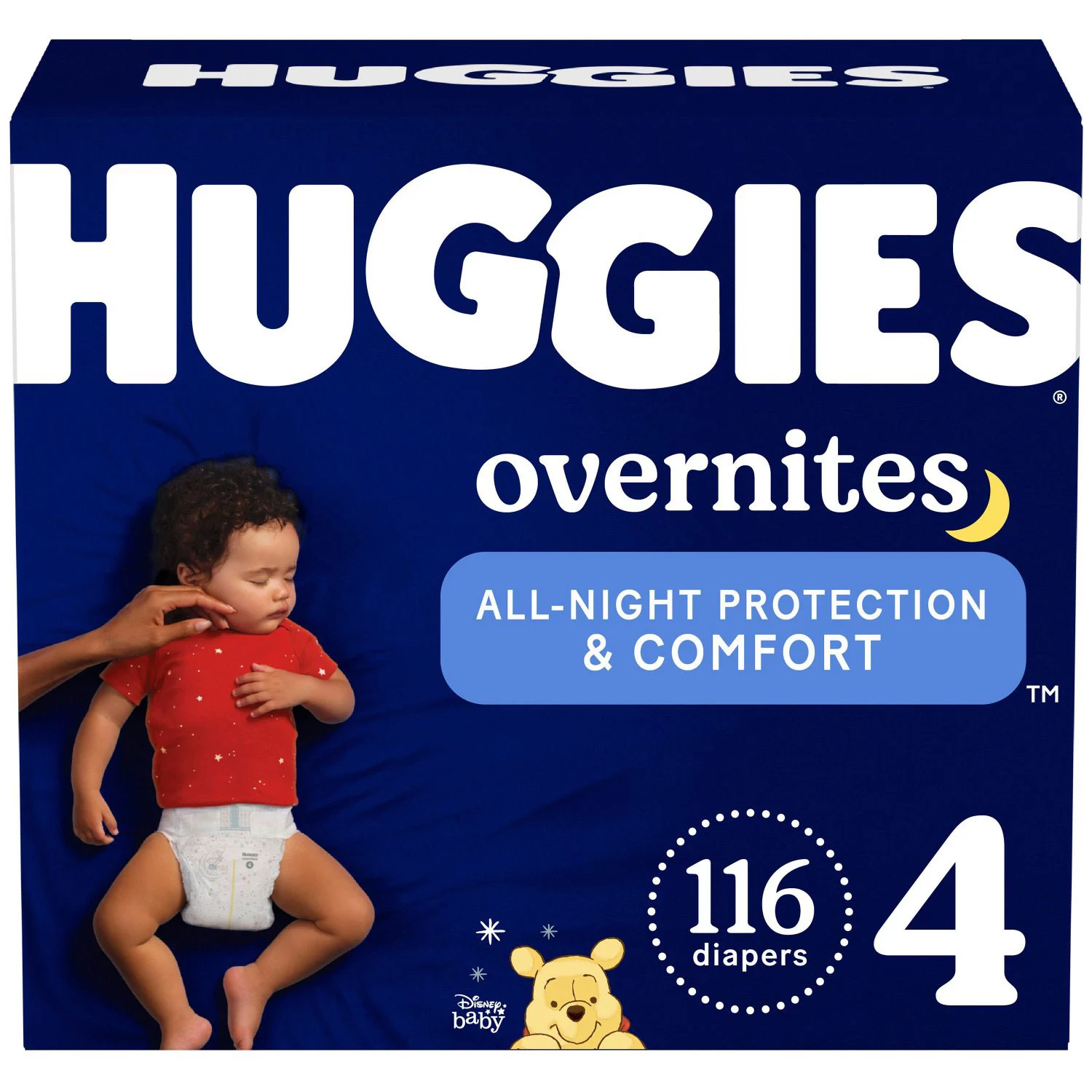 Overnight Diapers Size 4 (22-37 lbs). 116 Ct. Huggies Overnites Nighttime Baby Diapers