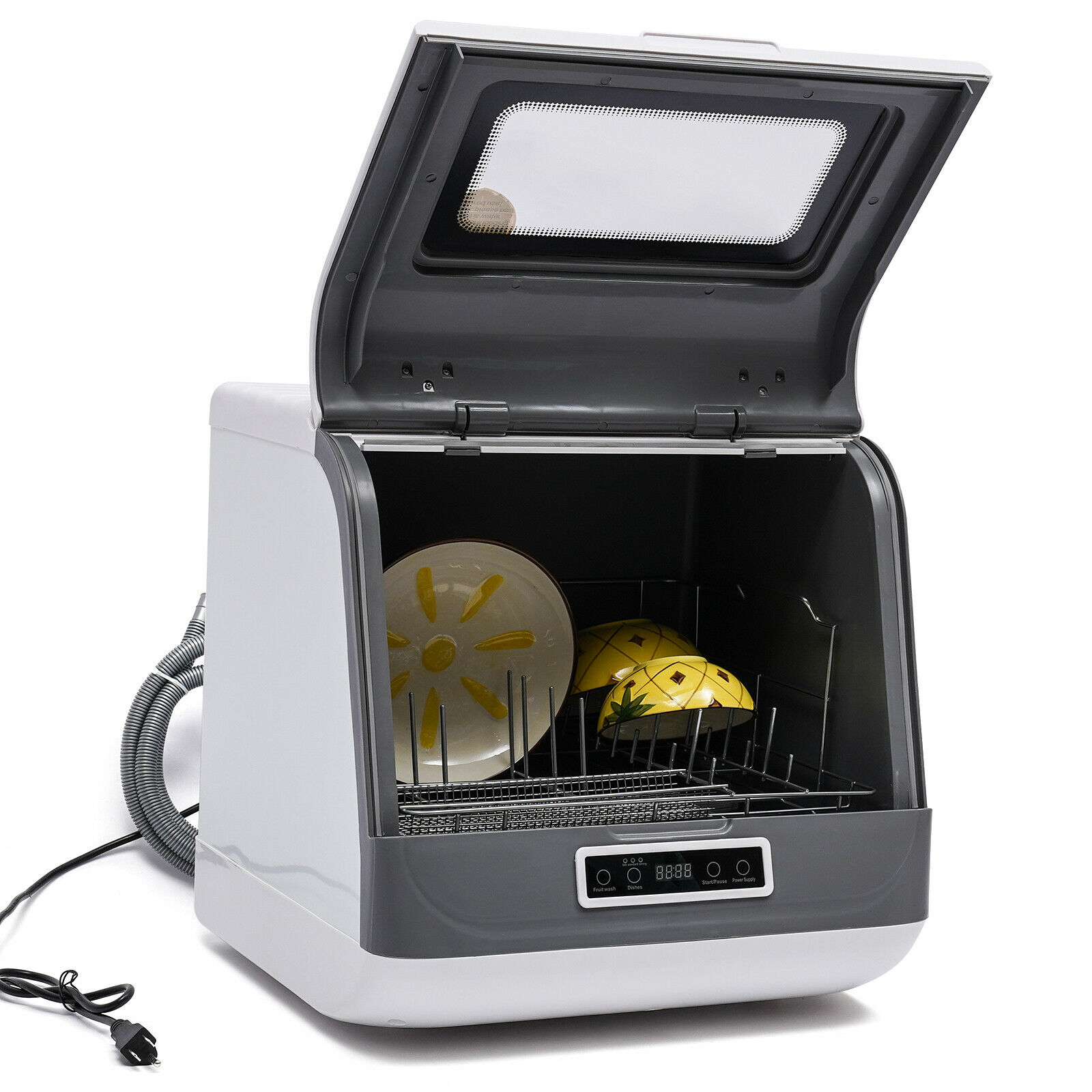 DENEST Countertop Dishwasher Portable Countertop Dishwasher with Built in Water Tank Microcomputer Control 3 Washing Programs 110V 1.2KW