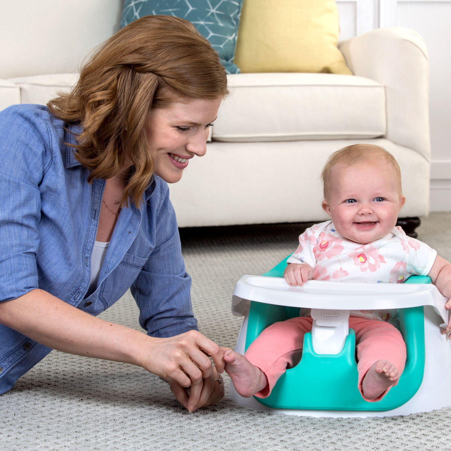 Regalo My Little 2-in-1 Booster Seat and Grow with Me Floor Seat with Removable Feeding Tray. Indoor and Outdoor Activity Chair. Teal
