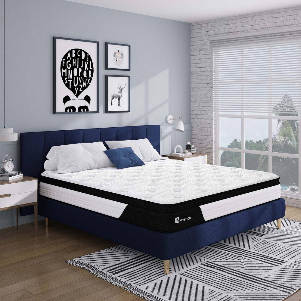 Avenco  10 in. Medium Firm Hybrid Pillow Top Mattresses. Strong Edge Support. King Mattress