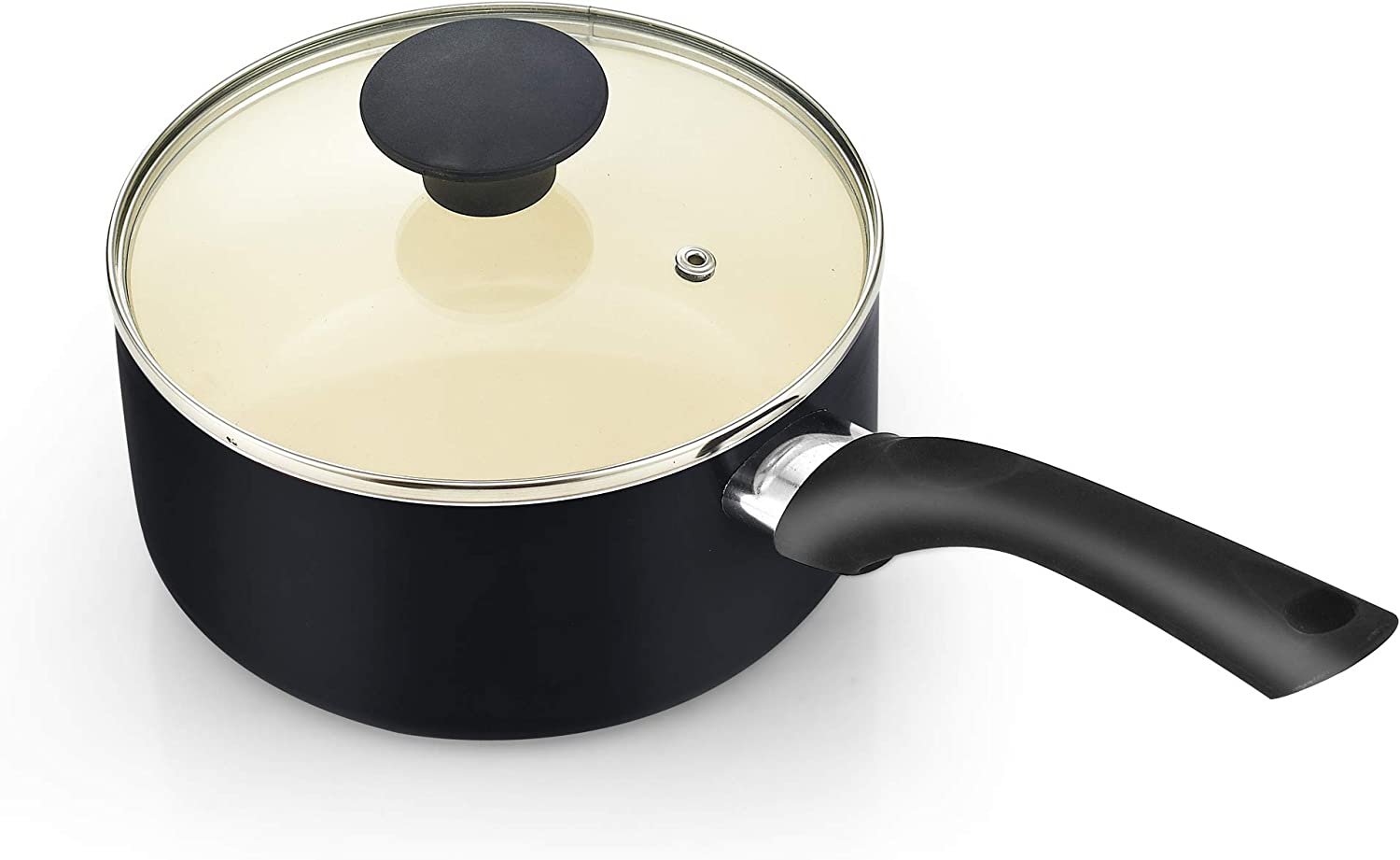 Cook N Home Pots and Pans Set Nonstick. 10 Piece Ceramic Cookware Sets. Kitchen Non Stick Cooking Set with Saucepans. Frying Pans. Dutch Oven Pot with Lids. PFOS and PFOA Free. Black