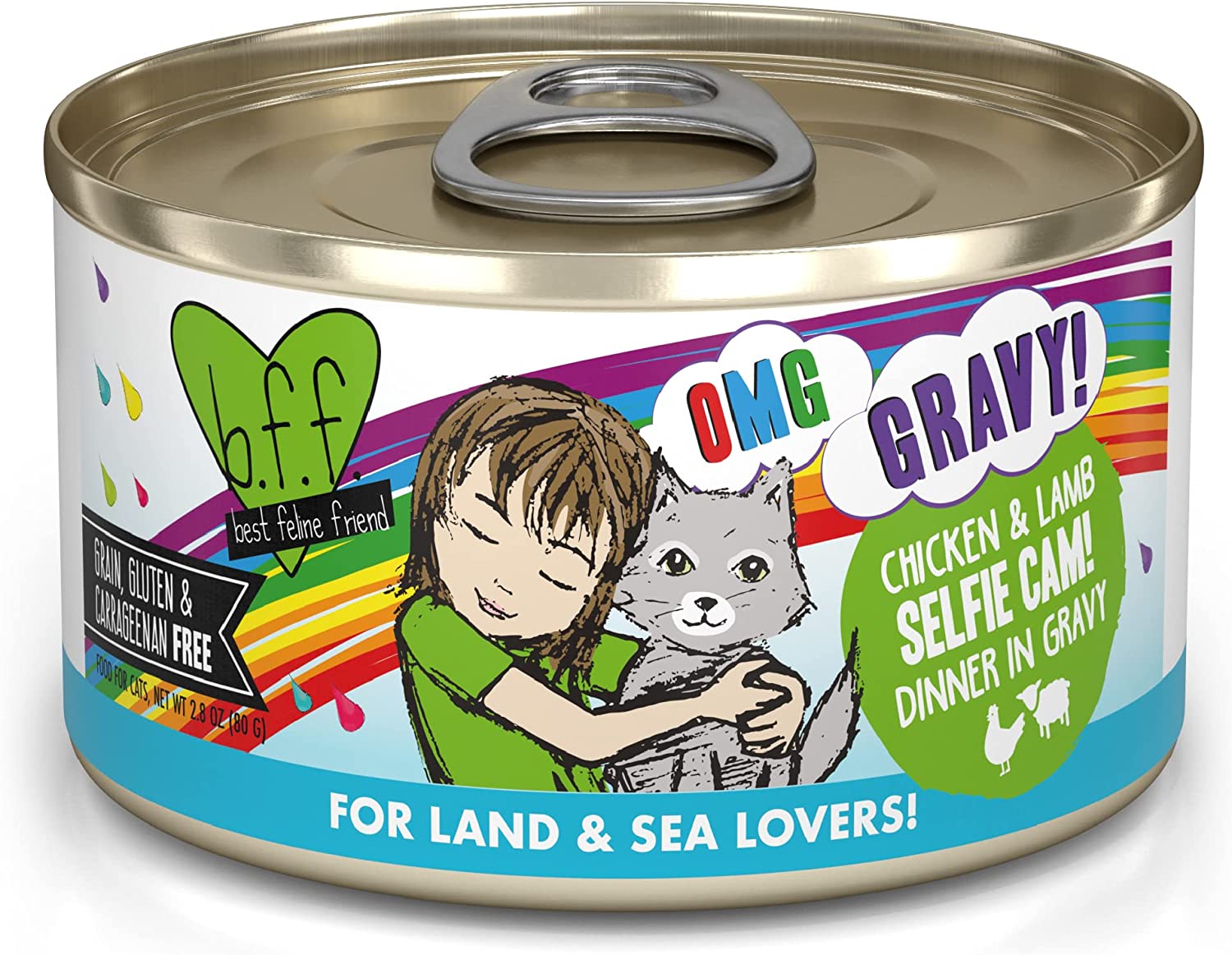 Weruva B.F.F. OMG - Best Feline Friend Oh My Gravy!. Selfie Cam! with Chicken & Lamb in Gravy Cat Food. 2.8-Ounce Can (Pack of 12)