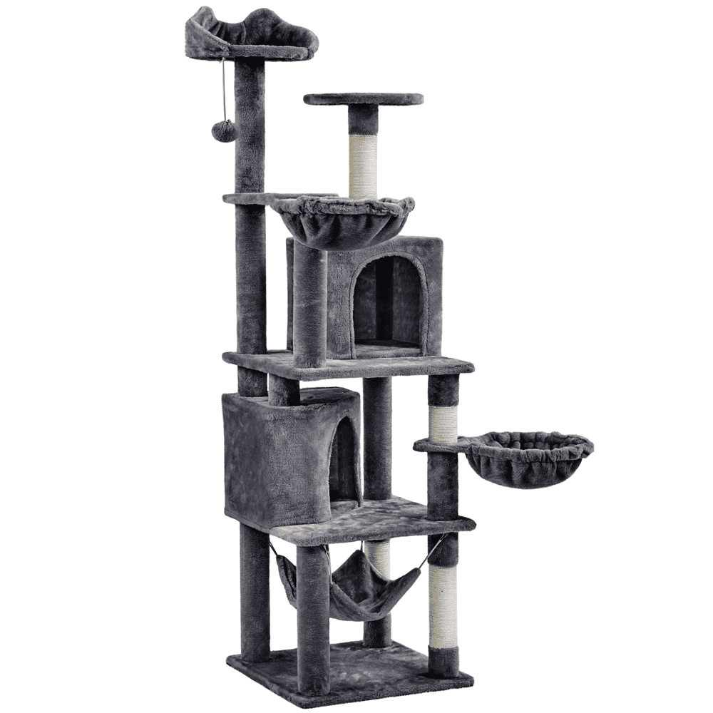 Easyfashion 69-inch Multilevel Cat Tree for Cats Kittens. Dark Gray