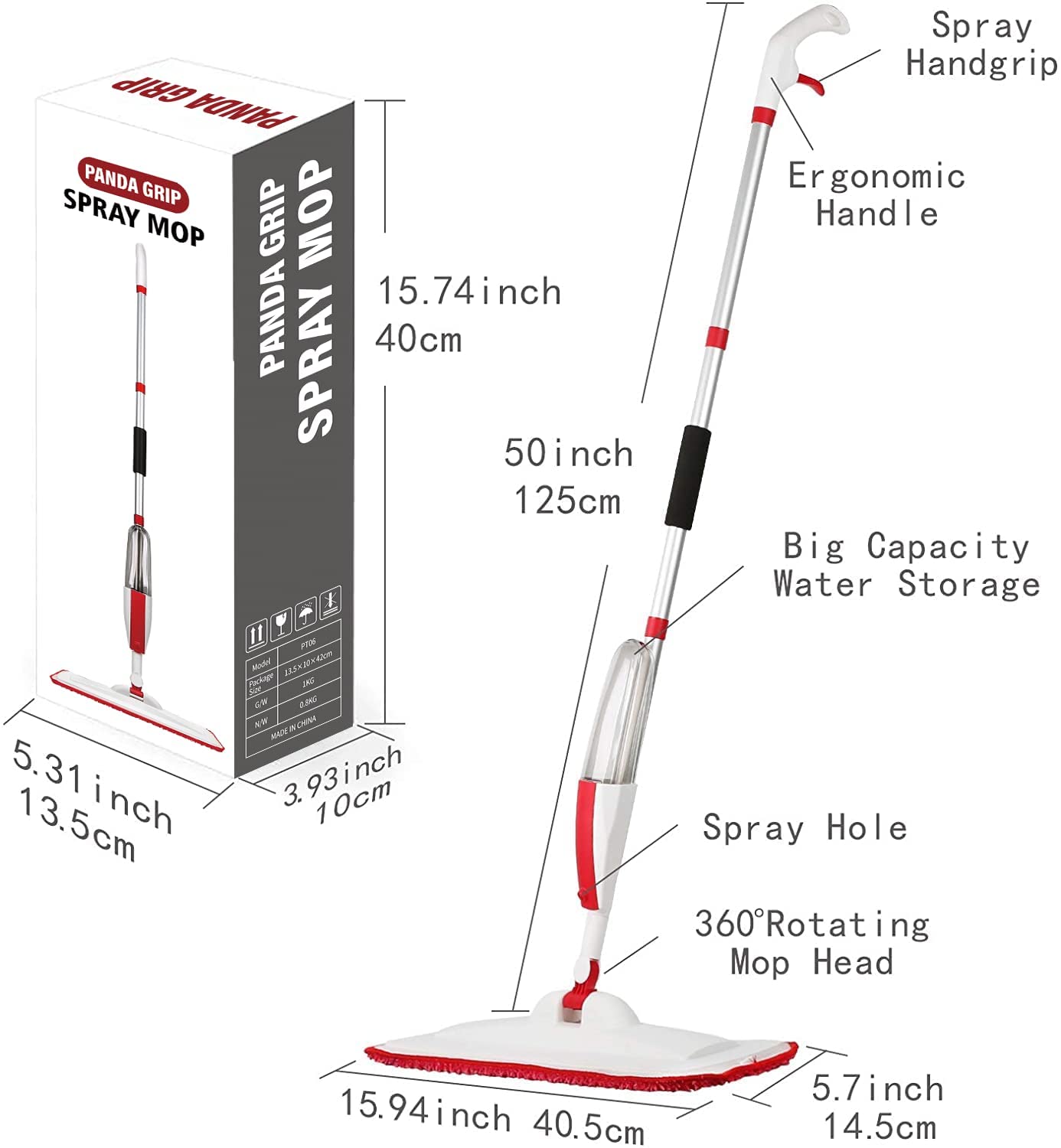 Mops for Floor Cleaning Wet Spray Mop with a Refillable Spray Bottle and 2 Washable Microfiber Pads
