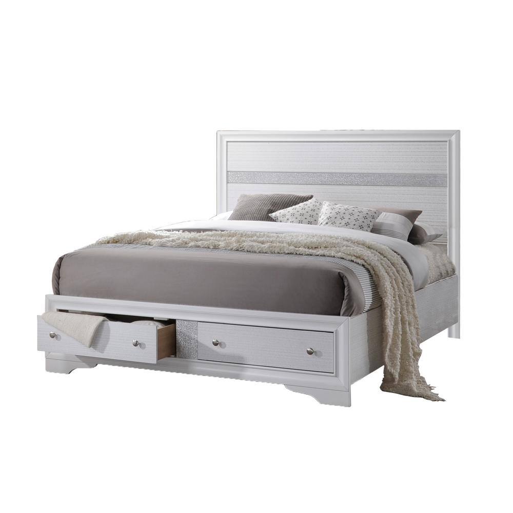 Best Quality Furniture  80 in. W White Solid Wood Eastern King Platform Bed Frame