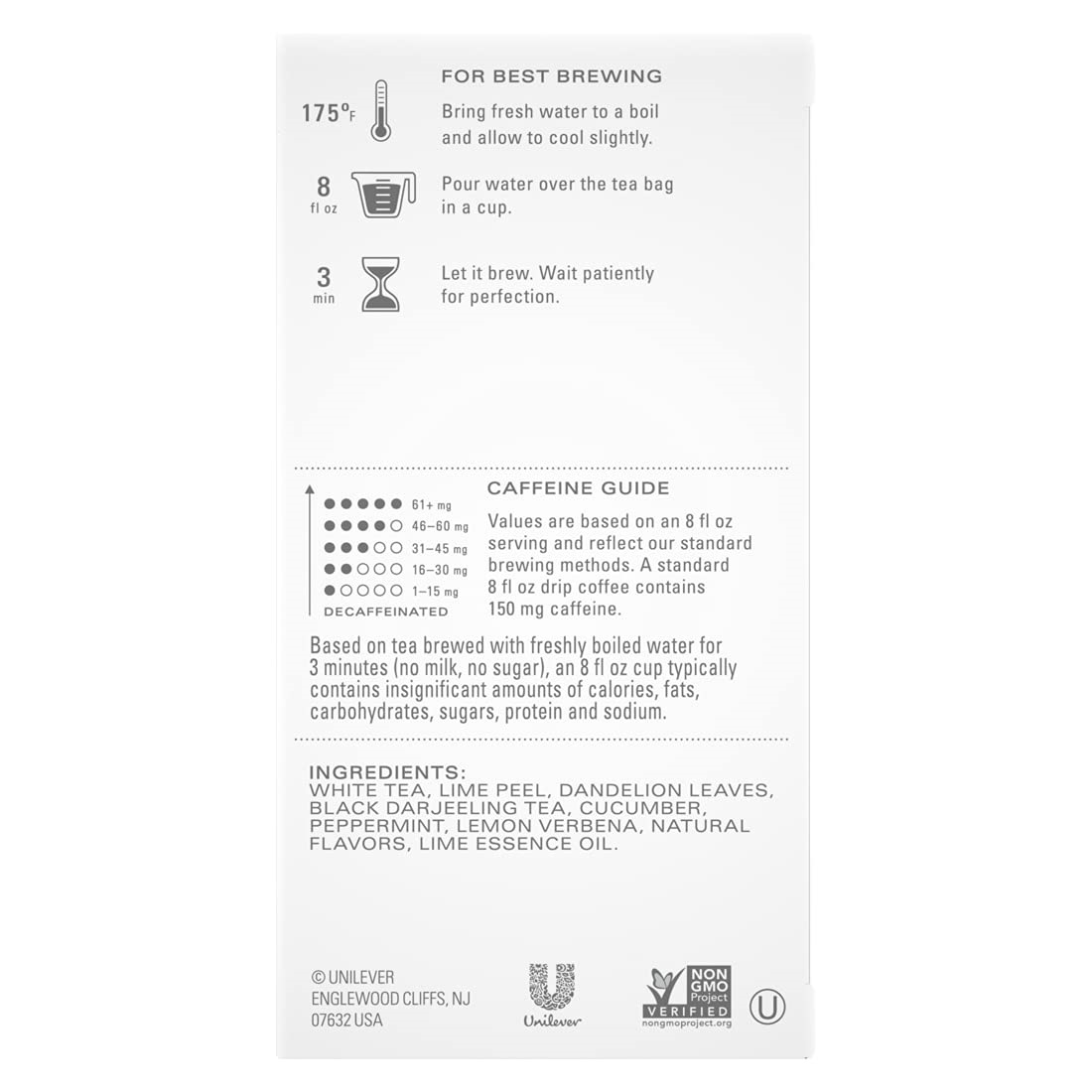 Tazo Tea Bags For a Calming Beverage Cucumber White 20 tea bags. 6 pack