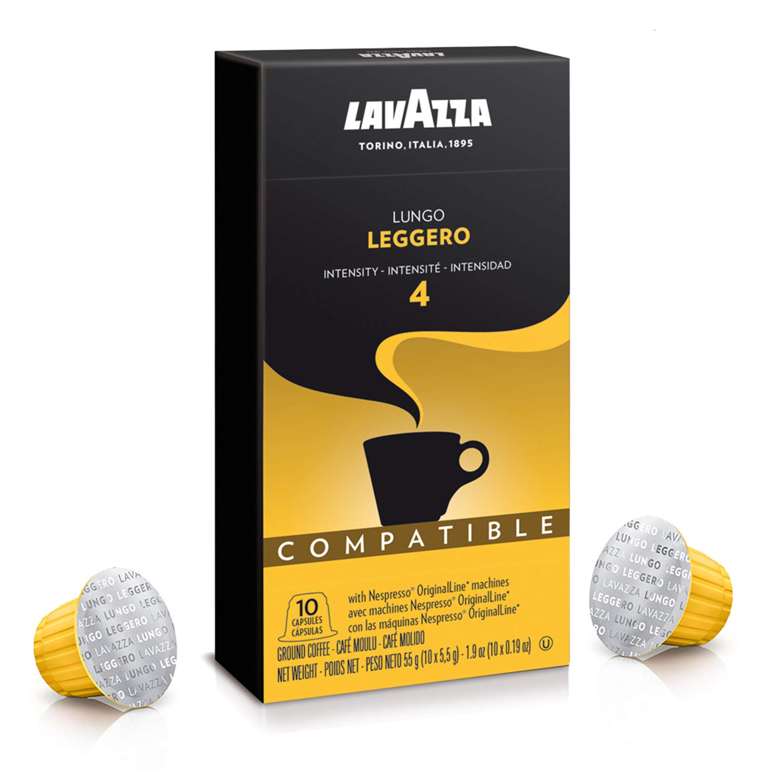 Lavazza Leggero Lungo Medium Roast Capsules Compatible with Nespresso Original Machines (Pack of 60) .Value Pack. Blended and roasted in Italy. Full bodied. velvety crema and fruity and floral notes