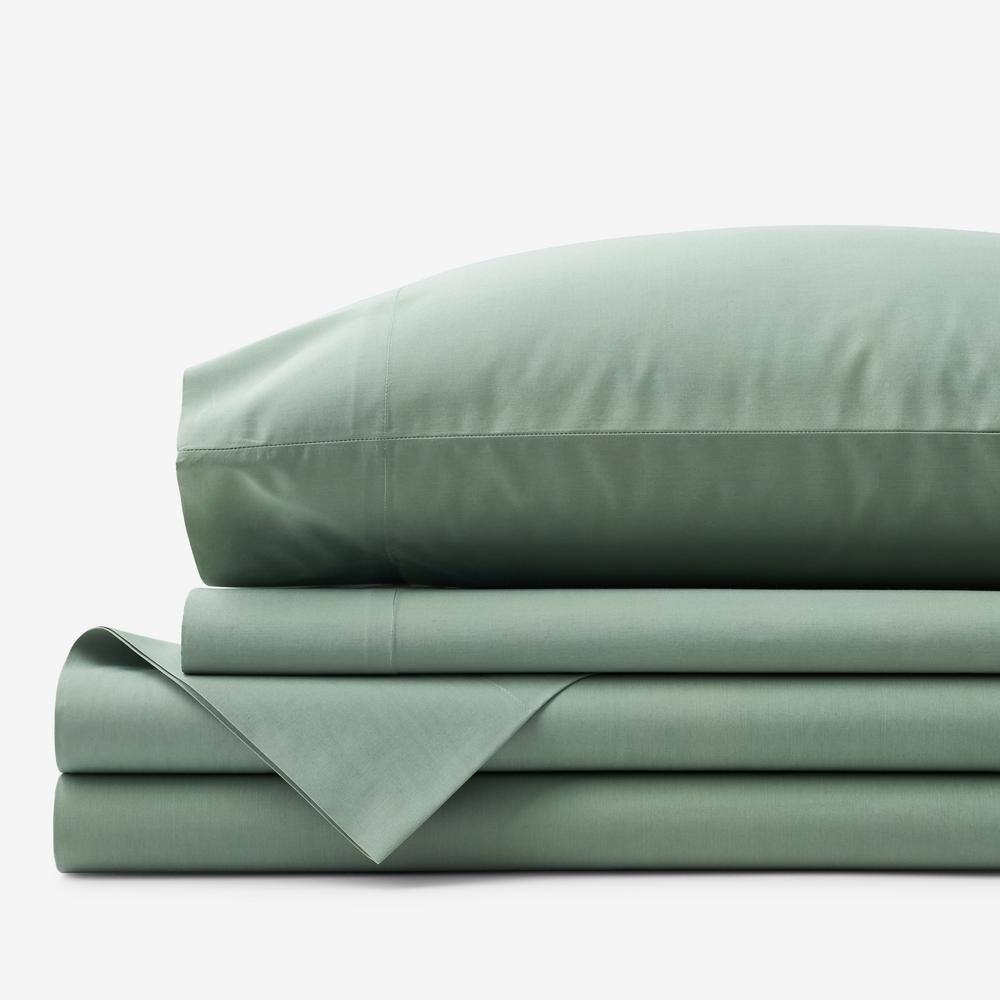 The Company Store  Company Cotton 4-Piece Thyme Cotton Percale Queen Sheet Set - Thyme
