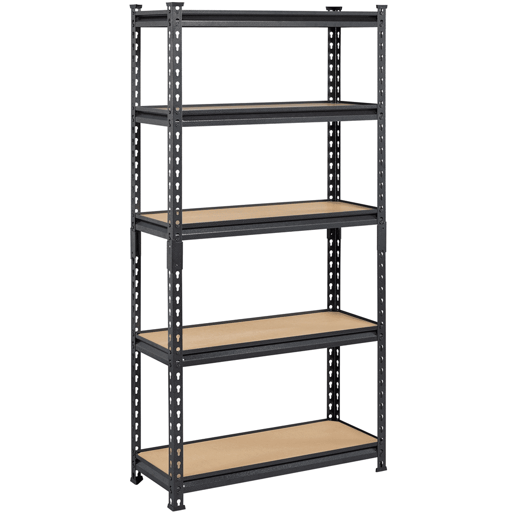 Smile Mart 60″H 5-Tier Adjustable Boltless Storage Shelves Units. Black