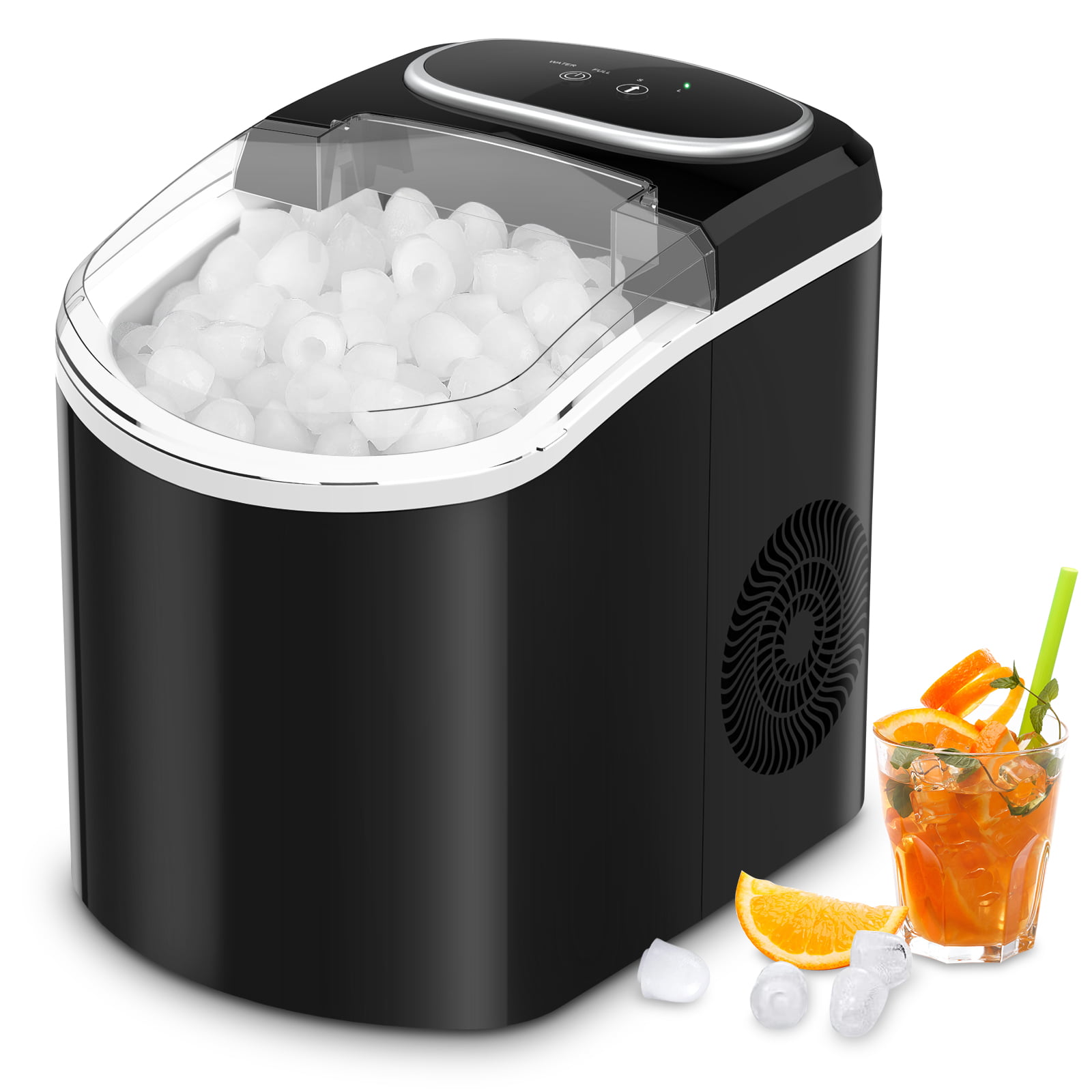LifePlus Ice Maker Portable Countertop 26LBS Bullet Ice Cube Self Cleaning for Home Kitchen. Black