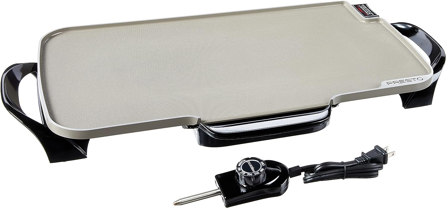 Presto Ceramic 22-inch 07062 Electric Griddle with removable handles. Black. One Size