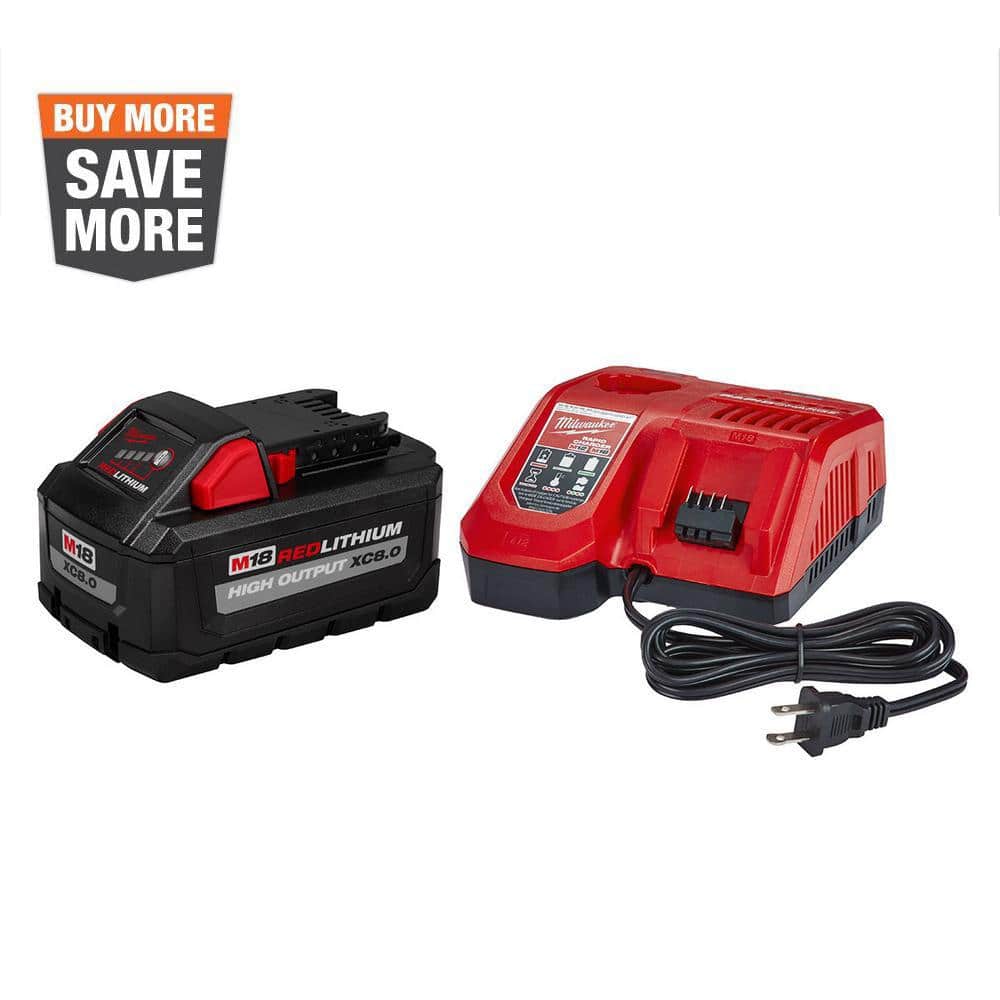Milwaukee 48-59-1880 M18 18-Volt Lithium-Ion HIGH OUTPUT Starter Kit with XC 8.0Ah Battery and Rapid Charger