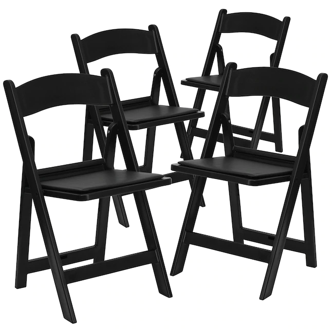 Flash Furniture  4-Pack Black Standard Folding Chair with Upholstered Seat (Indoor or Outdoor)