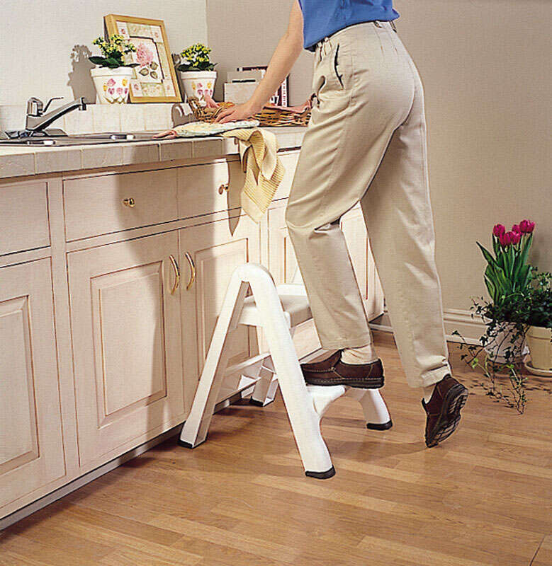 Rubbermaid 21 in. H X 22.9 in. W X 18.9 in. D 300 lb. capacity 2 step Plastic Folding Step Stool