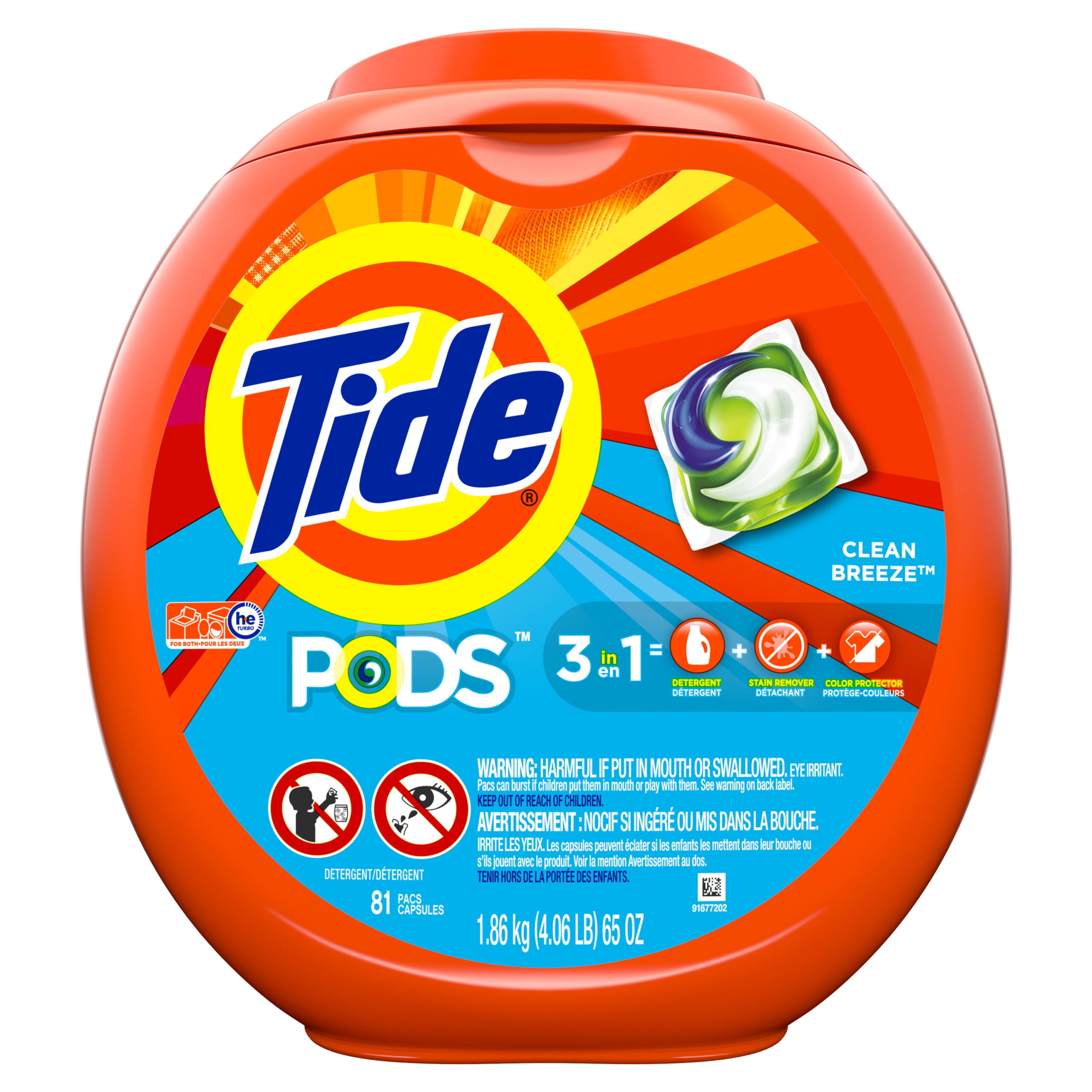 Tide PODS Liquid Laundry Detergent Pacs. Clean Breeze. 81 count