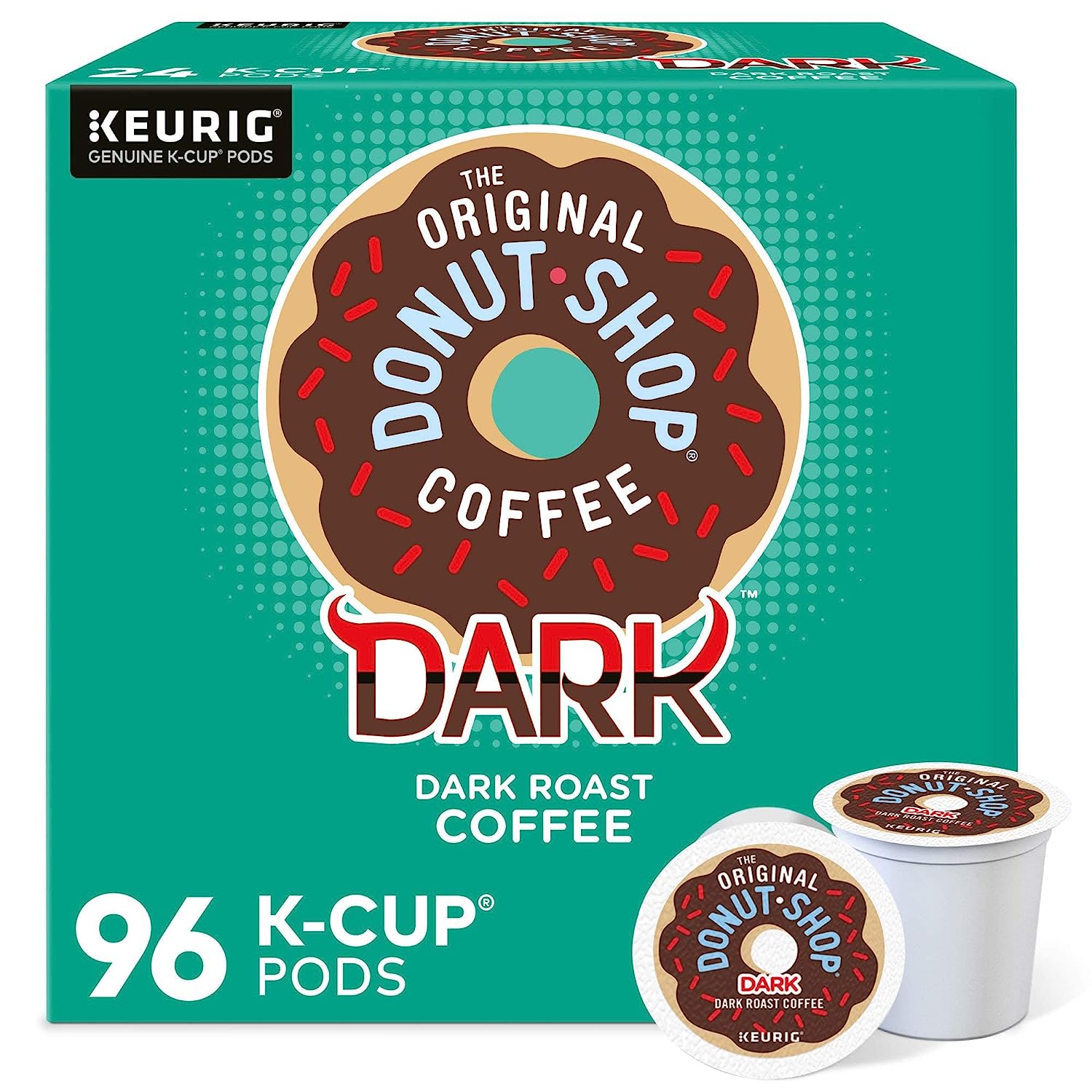 The Original Donut Shop Dark Coffee. Keurig Single-Serve K-Cup Pods. Dark Roast. 96 Count-24 Count (Pack of 4)