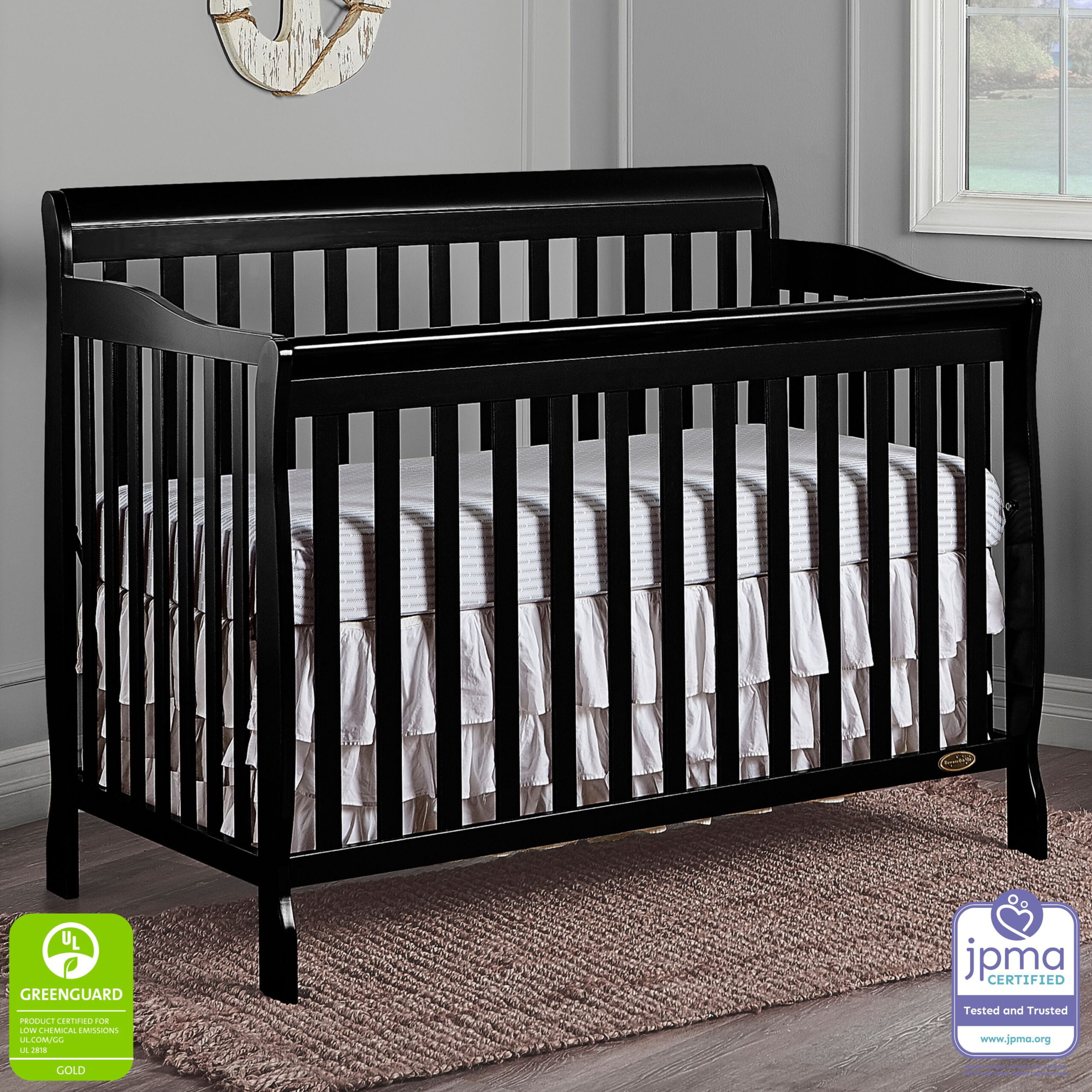 Dream On Me Ashton 5-in-1 Convertible Crib. Black