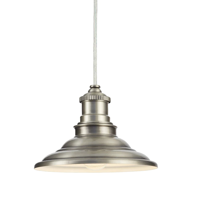 allen + roth  Hainsbrook Antique Pewter Rustic Cone Mini Pendant Light